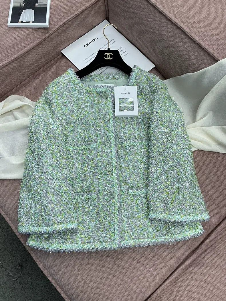 Chanel Chanel Green silver rolled edge four-pocket jacket Size S / US 4 / IT 40 - 2 Thumbnail