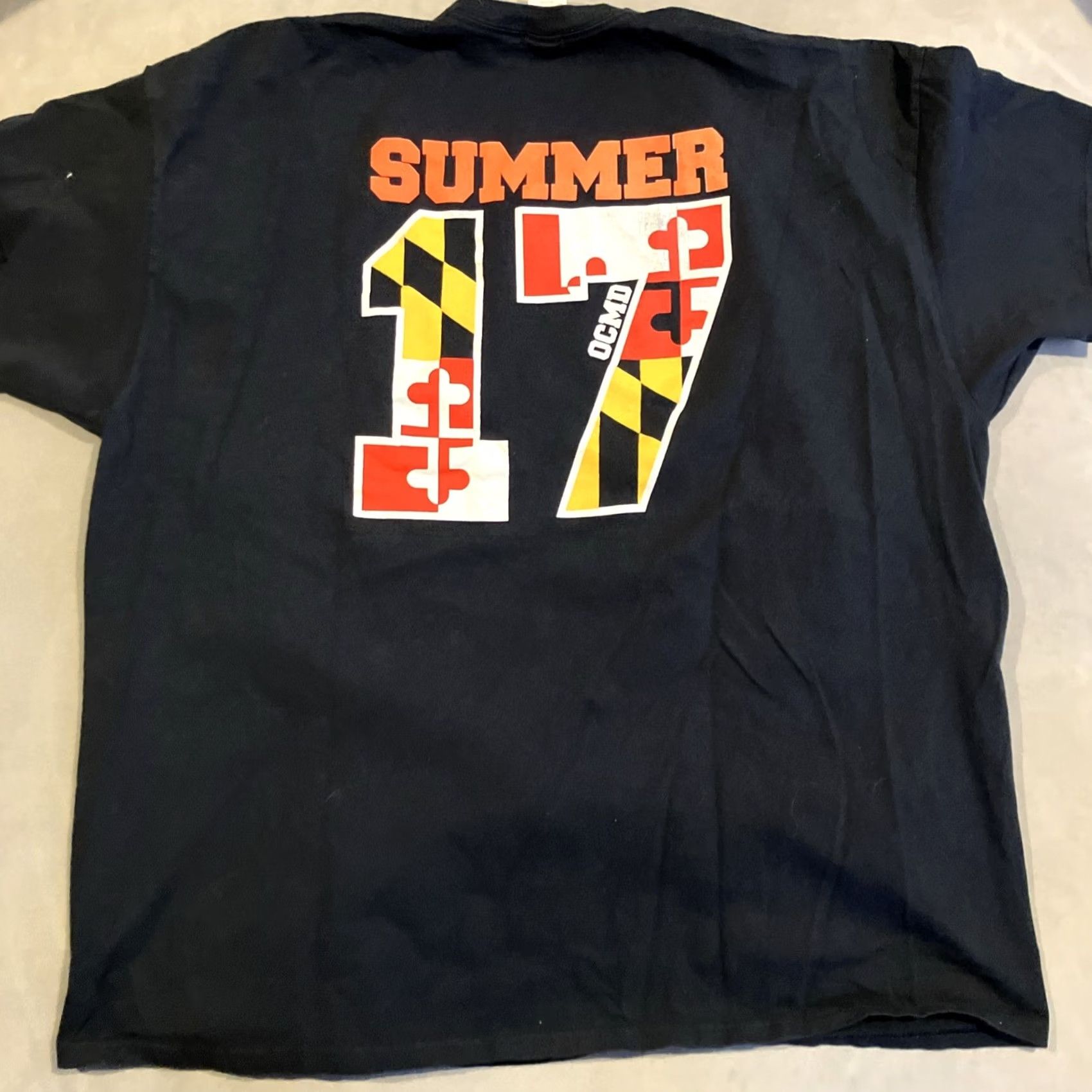 Gildan VINTAGE Hooters Ocean City MD Summer 2017 Maryland Flag T Shirt XXL Black Gildan Knit Crew Neck Short Sleeve Men Regular Size US XXL / EU 58 / 5 - 4 Thumbnail