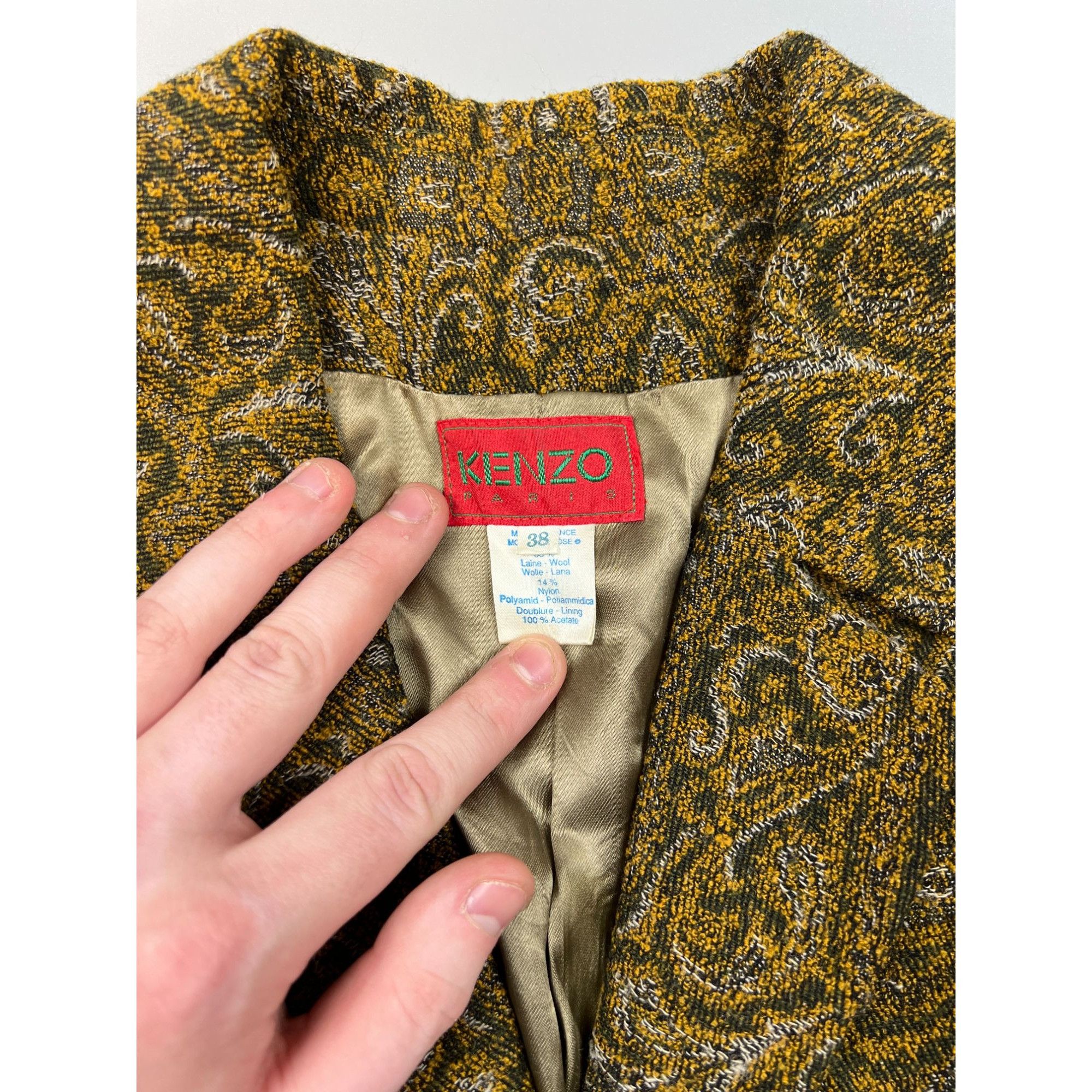 Kenzo Paris Abstract Pattern Tweed Coat (Y0680)