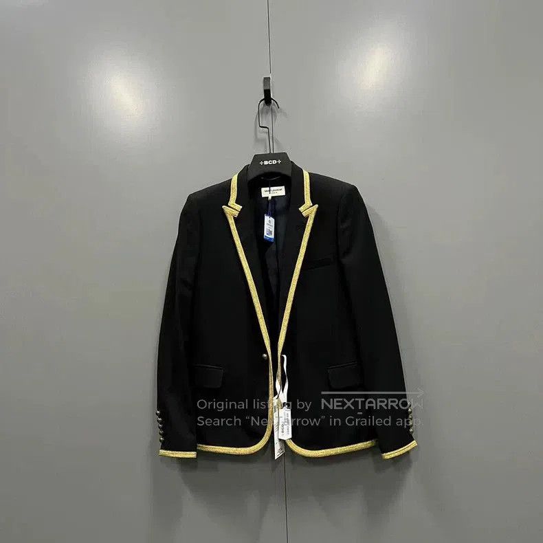 Saint Laurent Paris Saint Laurent Gold Embroidered Court Blazer Size US M / EU 48-50 / 2 - 1 Thumbnail