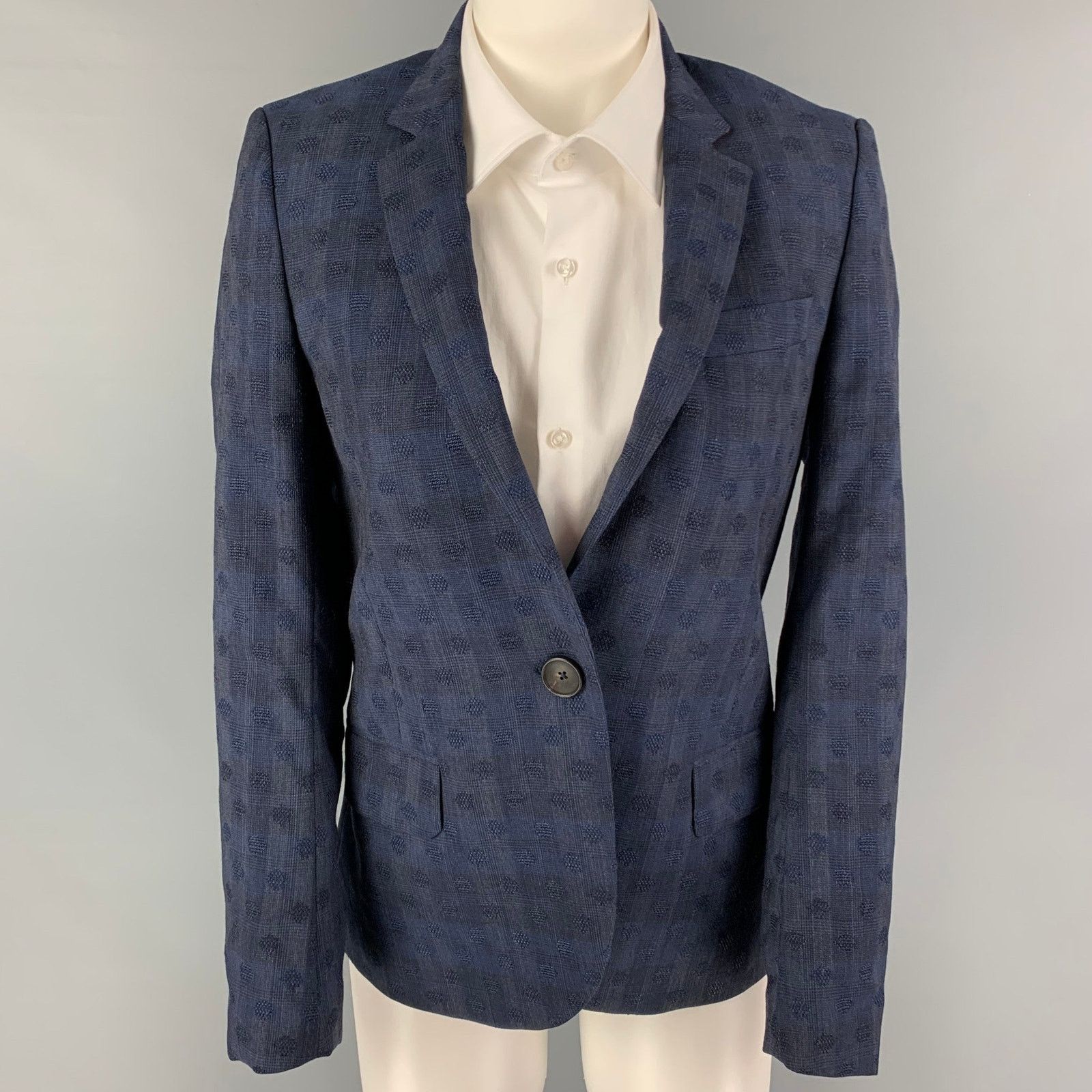 Paul Smith Size S Navy Pattern Notch Lapel Jacket Blazer Size S / US 4 / IT 40 - 1 Thumbnail