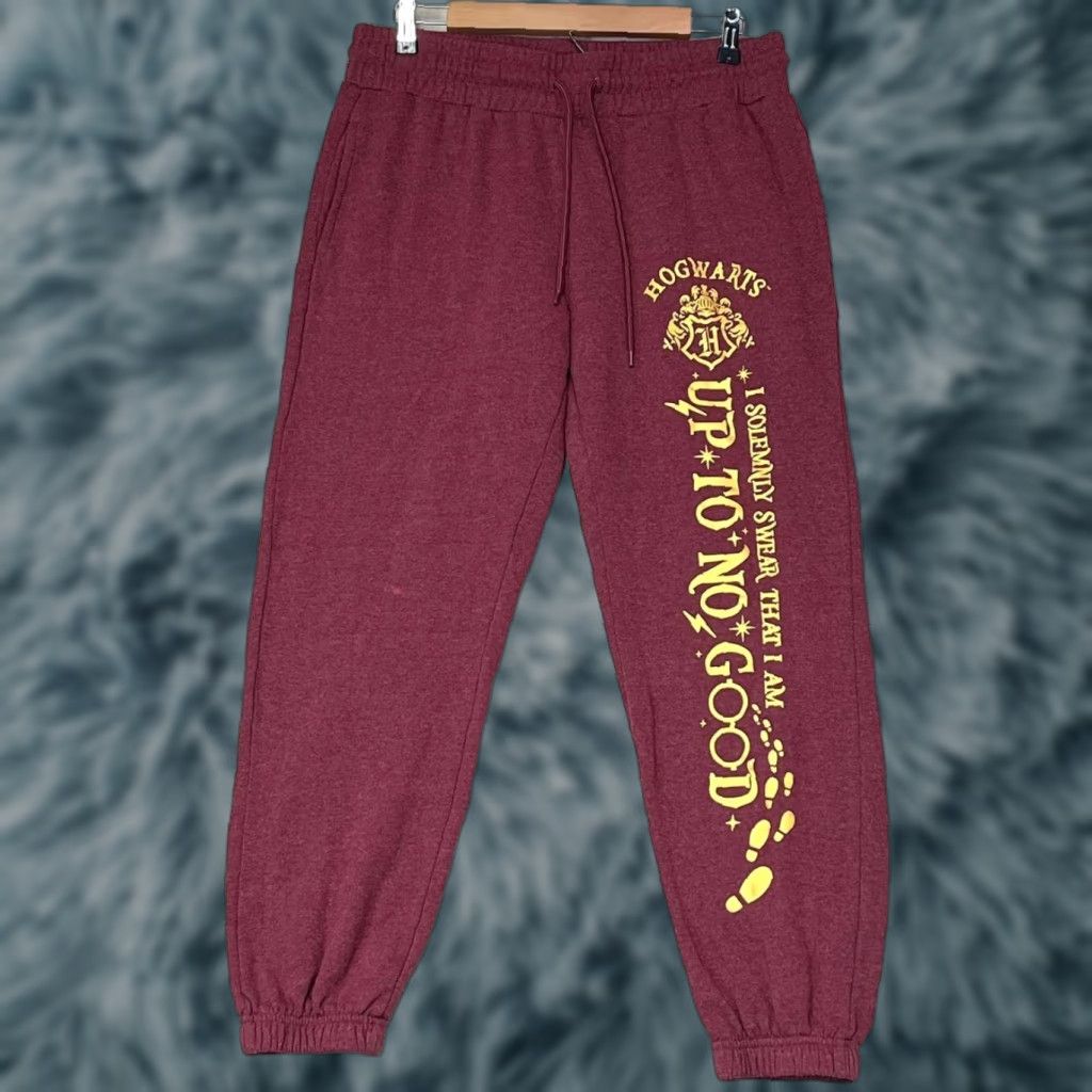 Vintage Hogwarts Harry Potter Solemnly Swear I Am Up to No Good Sweatpants Jogger Style Size L Red Unisex Adults Harry Potter Activewear Pants Mens Womens Size 36" / US 14 / IT 50 - 1 Thumbnail
