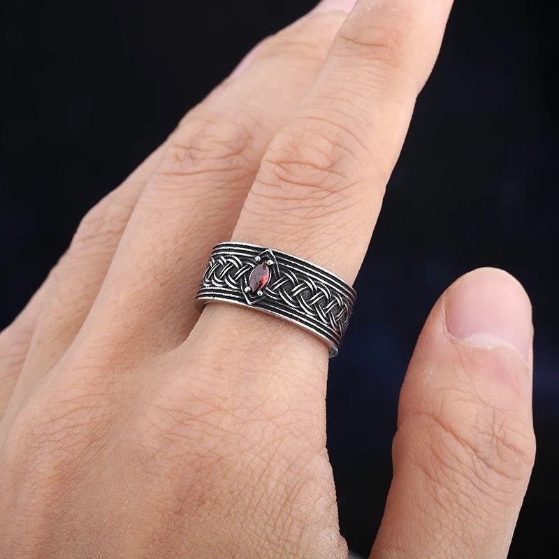 Jewelry Creative Red Gemstone Ring Size ONE SIZE - 6 Thumbnail