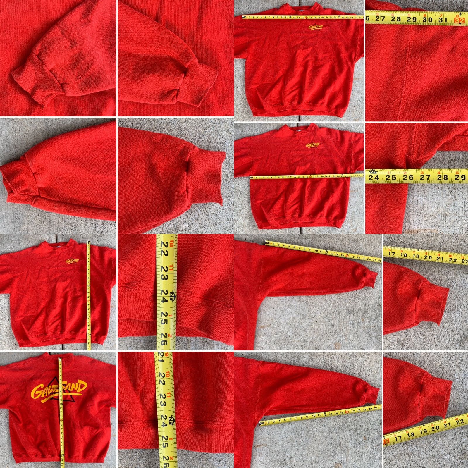 Spell VINTAGE GALT SAND Sweatshirt Front And Back Graphics Big Logo Spell Out XL Red 1980s Sportswear/Beach Mens/Unisex? Size US XL / EU 56 / 4 - 8 Thumbnail