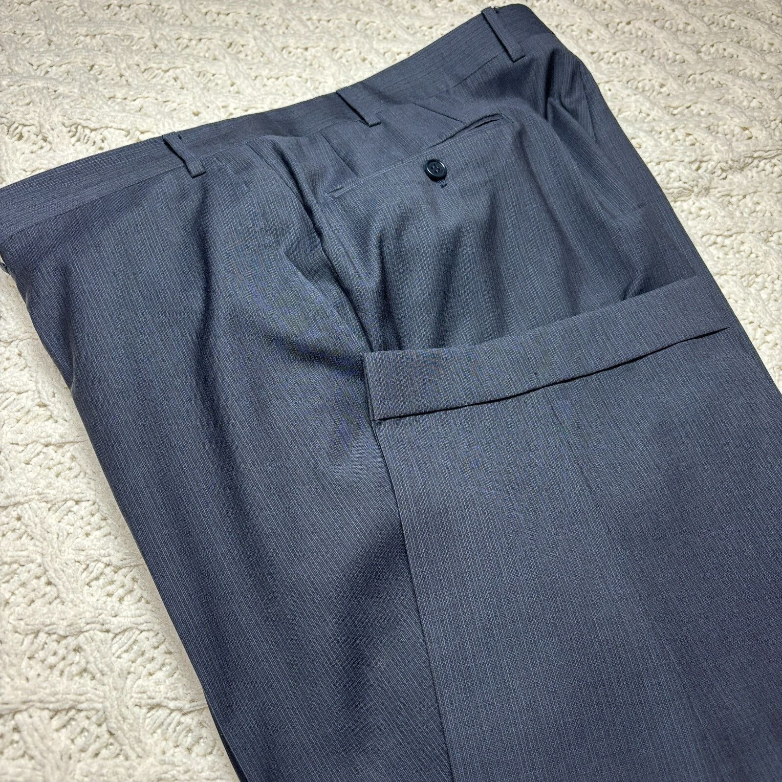 Canali Canali Men's Dress Pants 40x31 Blue Gray 100% Wool Flat Fron Size 40R - 6 Thumbnail