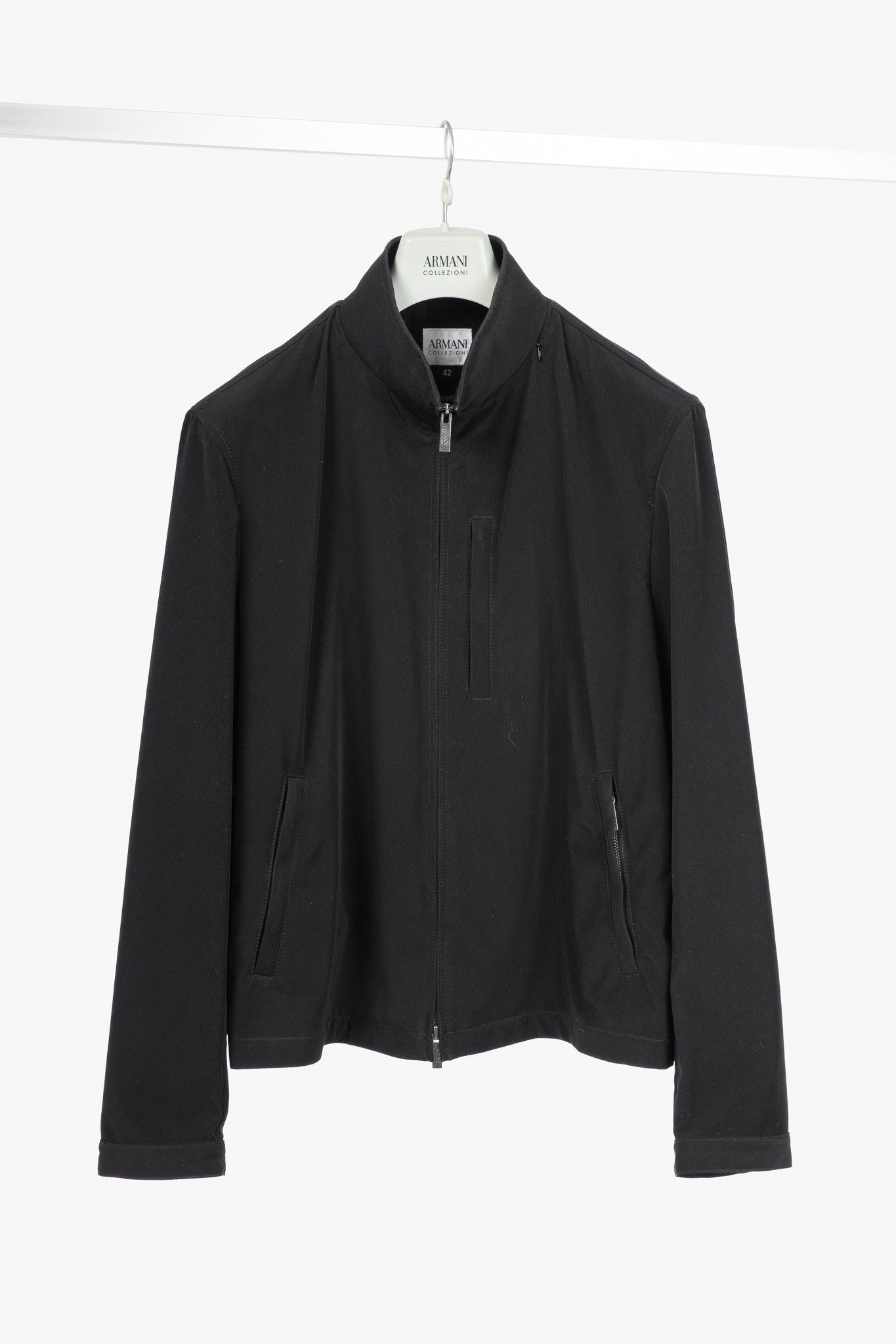 Armani Collezioni Black Water-Repellent Hidden-Hood Jacket