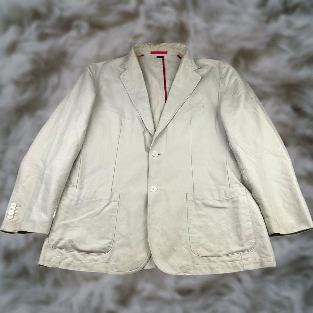 Cremieux Cremieux Blazer L Men Linen/Cotton Classic Fit Two-Button Light Khaki/Tan Beige 2-Button Front Notch Lapel Mens Size 42R - 1 Thumbnail