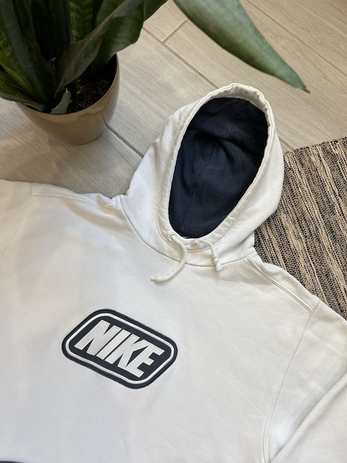 Nike × Vintage Vintage Nike hoodie white sweatshirt minimalistic Size US L / EU 52-54 / 3 - 2 Thumbnail