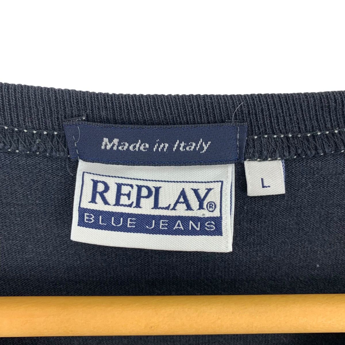 Replay × Vintage Vintage REPLAY Blue Jeans big spellout italian designer tee Size US L / EU 52-54 / 3 - 4 Thumbnail