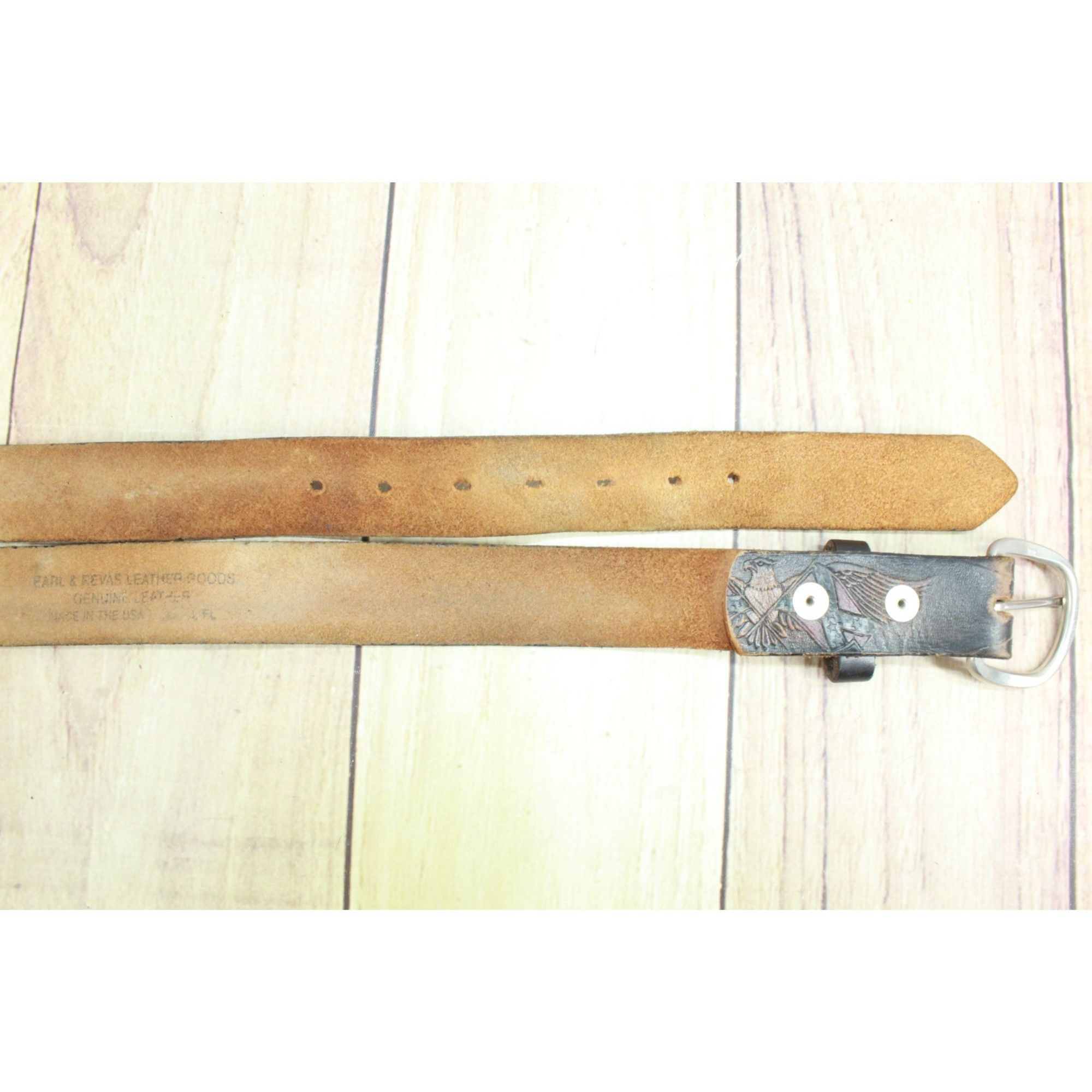 Other Earl & Revas Eagle Flag Embossed Leather Belt 47" Size 46 - 4 Thumbnail