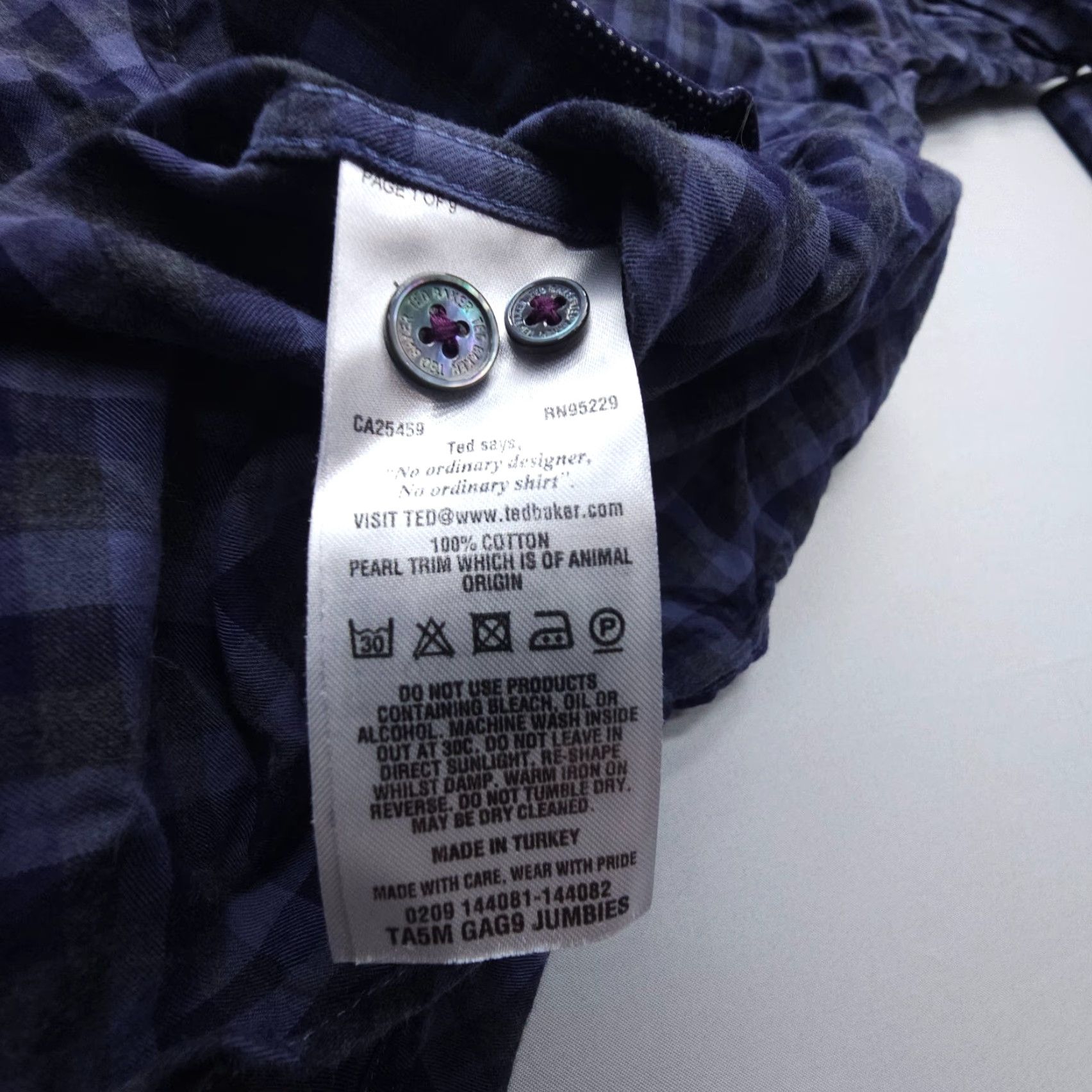 Ted Baker Ted Baker London Button-Up Shirt Mens S Blue Plaid Cotton Knit-Down Collar Casual Business Formal Preppy Size US S / EU 44-46 / 1 - 4 Thumbnail
