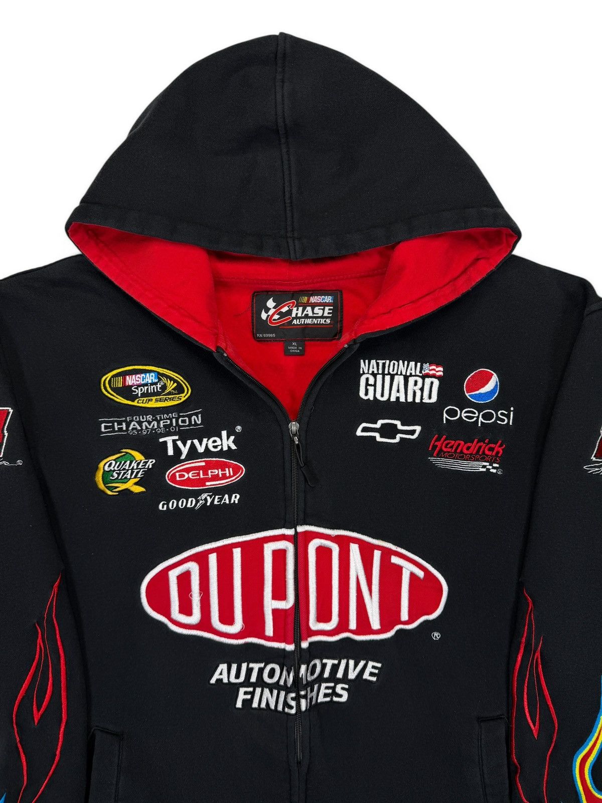 Chase Authentics Vintage Nascar DuPont Flame Zip Up Hoodie Size US XL / EU 56 / 4 - 3 Thumbnail