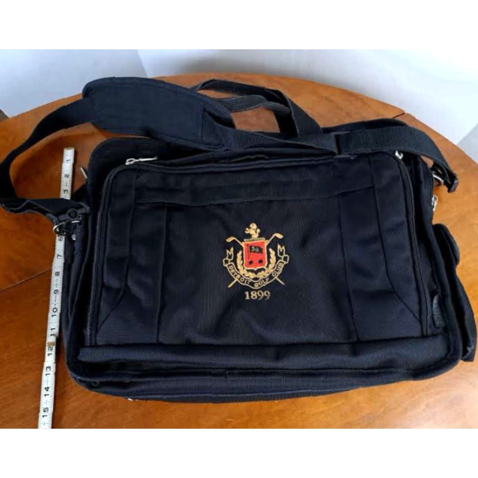 Vintage VINTAGE Detroit Golf Club 1899 Embroidered Canvas Messenger Shoulder Bag Topper, 7 Compartments, Travel, Medium, Black, Unisex Adults, Canvas Size ONE SIZE - 3 Thumbnail