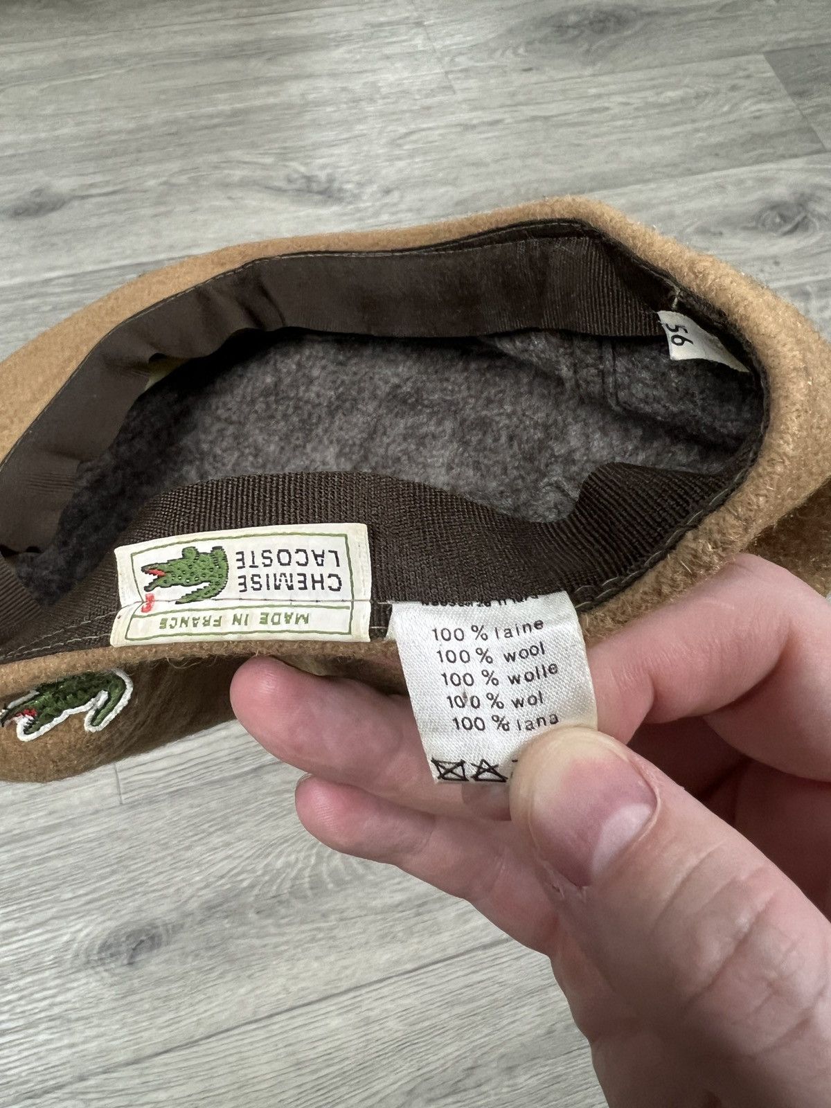 Lacoste Lacoste Unisex Wool Flat Cap Beret Hat Light Brown size 56 Size ONE SIZE - 9 Thumbnail