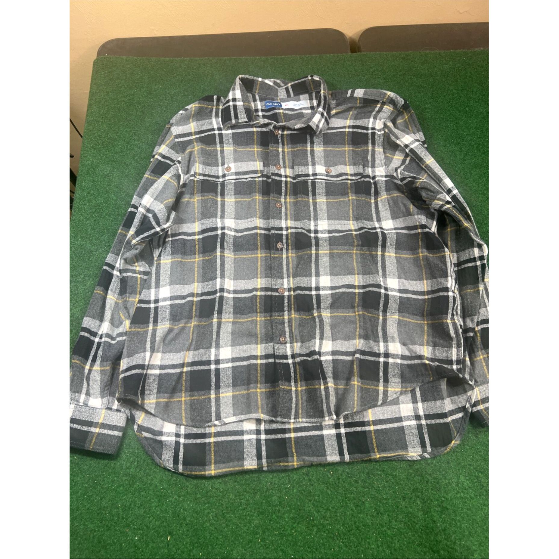 Old Navy Old Navy Button Up Shirt Men's XXL Long Sleeve Pocket Yellow Black Size US XXL / EU 58 / 5 - 1 Thumbnail