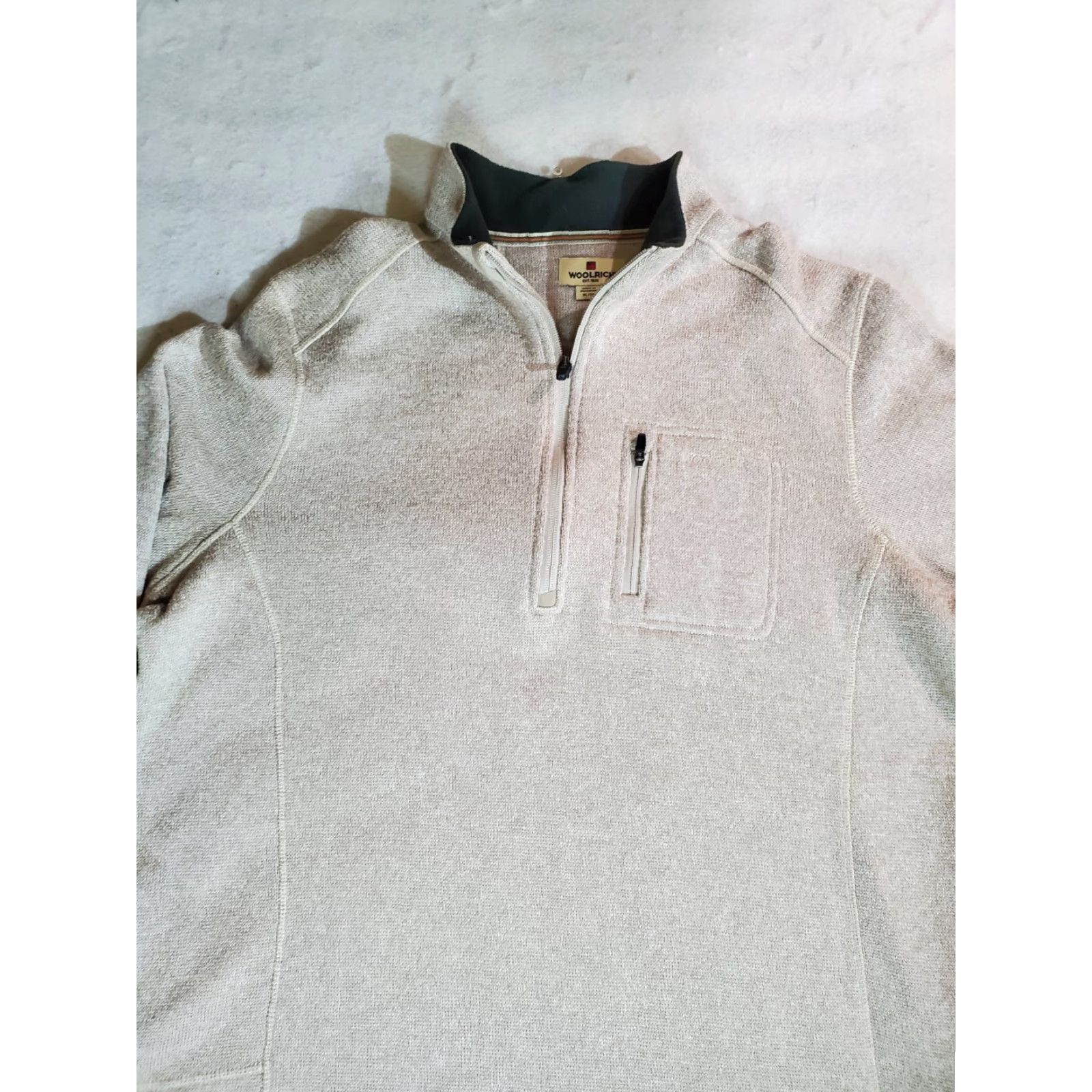 Vintage Woolrich Sweater Mens XL Quarter Zip Pocket Beige Mock Neck Long Sleeve Pullover Casual 1/4 Zip Pockets Woolrich Size US XL / EU 56 / 4 - 2 Thumbnail