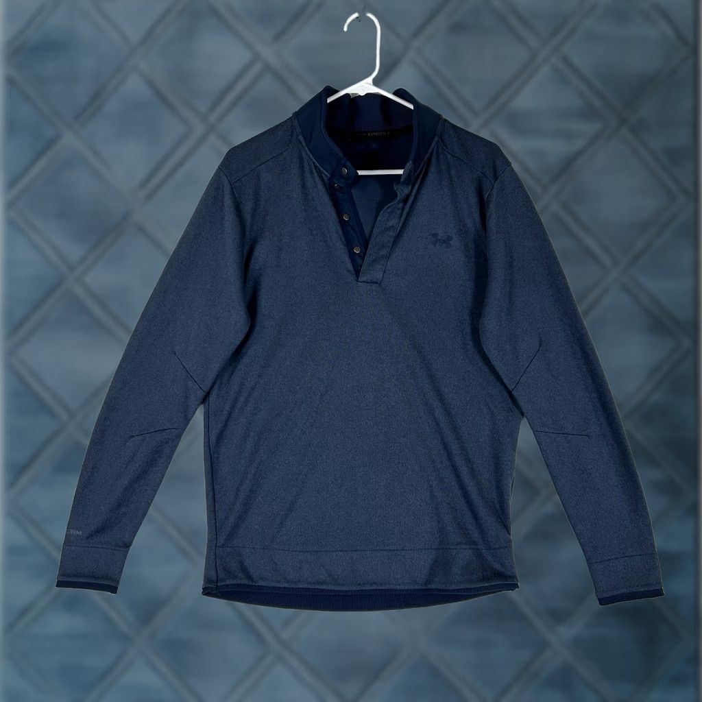 Under Armour Under Armour Golf Storm Cold Gear 1/4 Snap Pullover Mens M Blue Mock Neck Pullover Sports Logo Storm Size US M / EU 48-50 / 2 - 1 Thumbnail