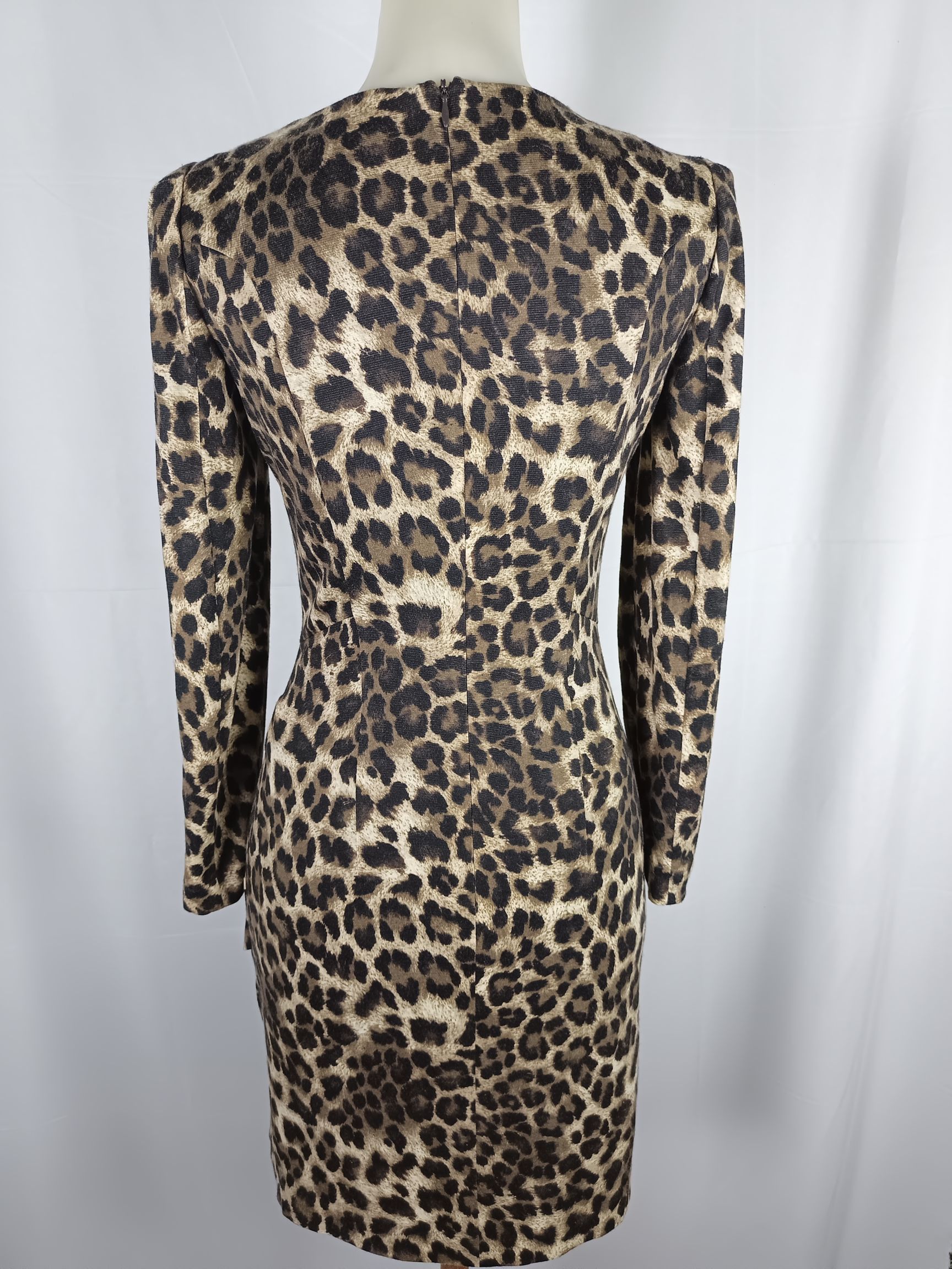 Vintage Anivee f. Women's Dress Leopard Print Back Zipper Bodycon Size S / US 4 / IT 40 - 2 Thumbnail