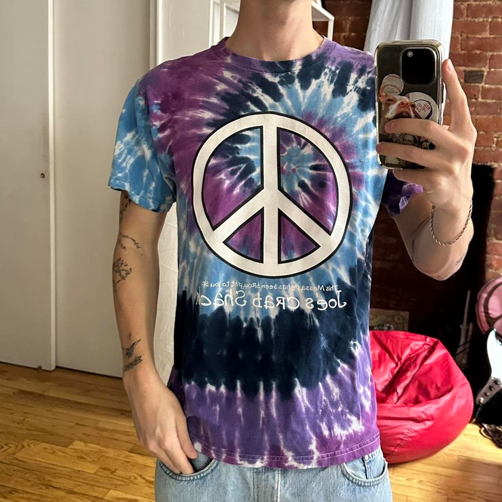 Vintage Vintage Joes Crab Shack Funny Peace Tie Dye Graphic Shirt Size US M / EU 48-50 / 2 - 7 Thumbnail