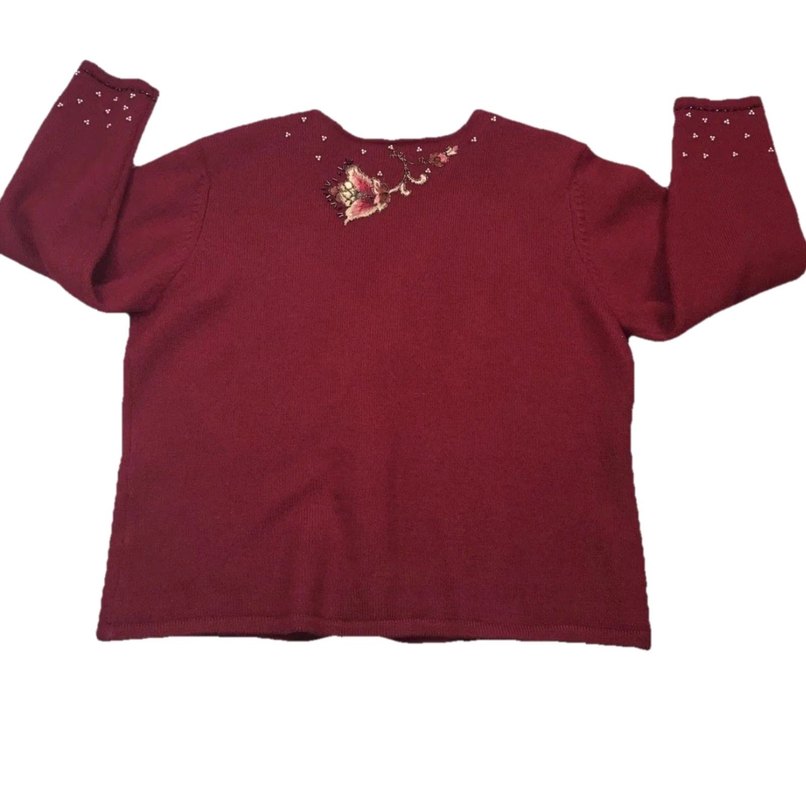 Vintage VINTAGE Susan Bristol Cardigan Women 100% Wool Beaded Embroidered Red Large Size L / US 10 / IT 46 - 8 Thumbnail