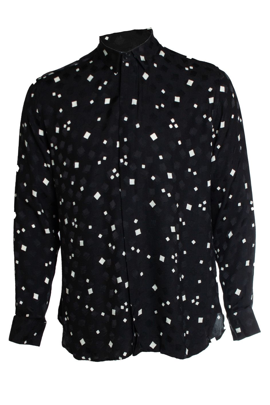Saint Laurent Paris Saint Laurent, Square printed black and white shirt Size US S / EU 44-46 / 1 - 1 Thumbnail