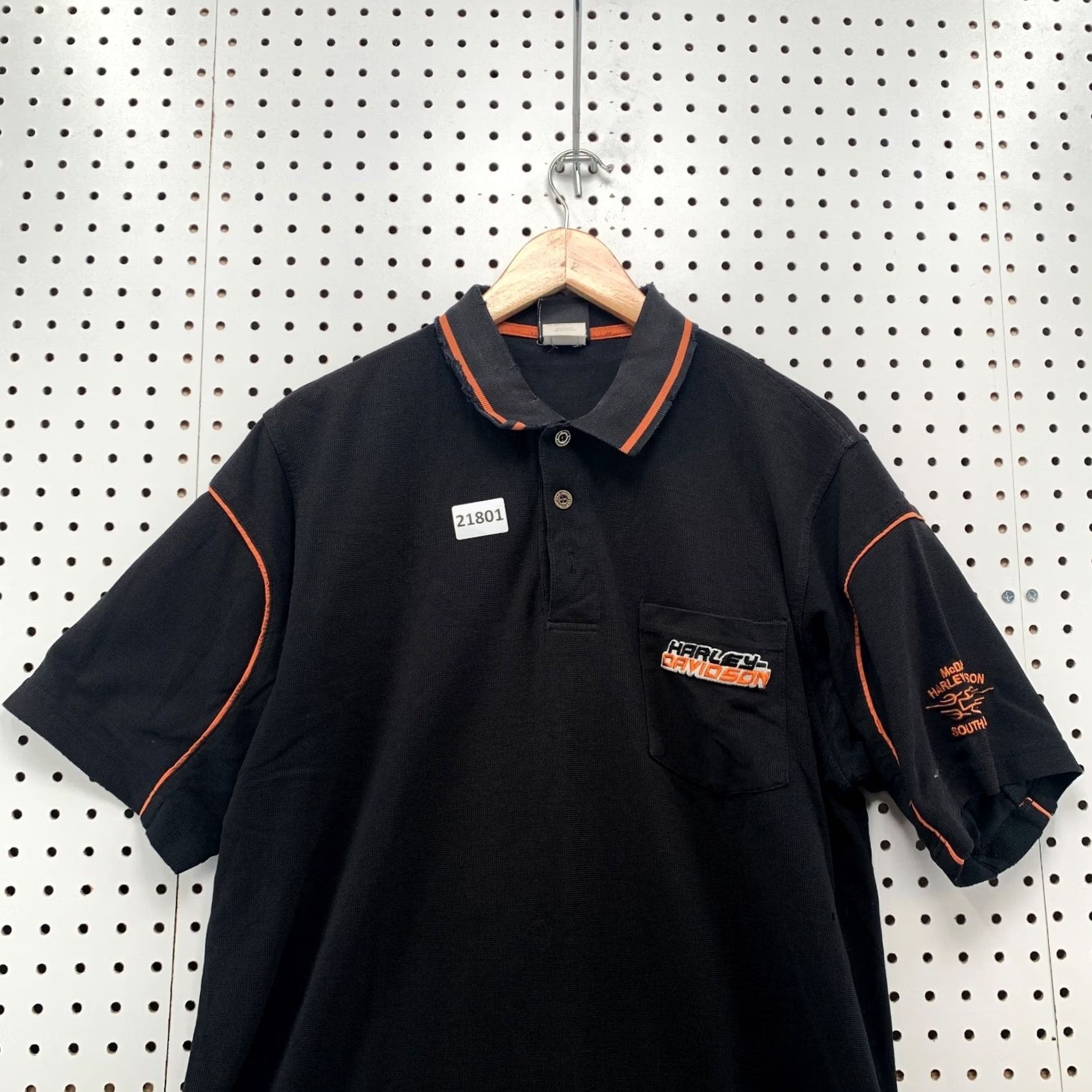 Harley Davidson Harley-Davidson Motorcycle Pocket Polo Shirt Black Orange Mens Large 22x31 Size US L / EU 52-54 / 3 - 7 Thumbnail