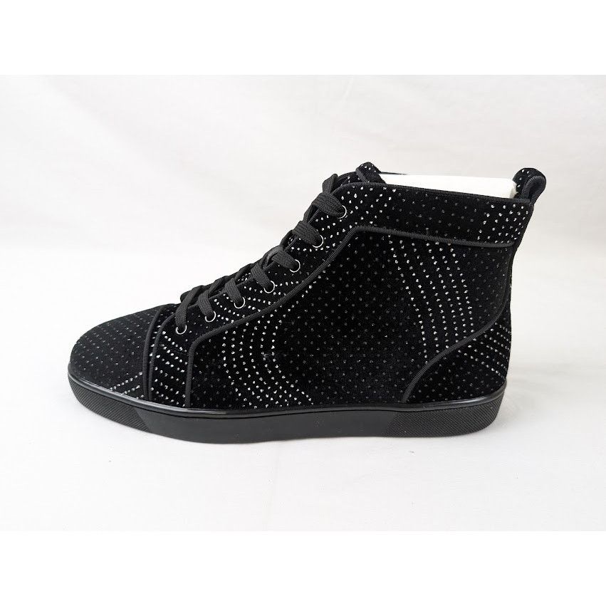 Christian Louboutin o1rshd1 Louis Orlato Flat Hi-Top Sneakers in Black/Silver Size US 12 / EU 45 - 13 Thumbnail