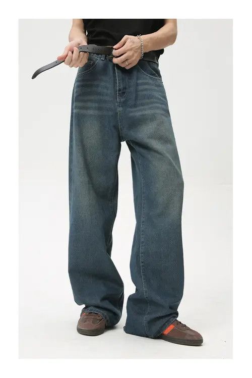 Japanese Brand × Jean Blue Vintage Washed Distressed Loose Straight Wide Leg Jeans Size US 32 / EU 48 - 4 Thumbnail