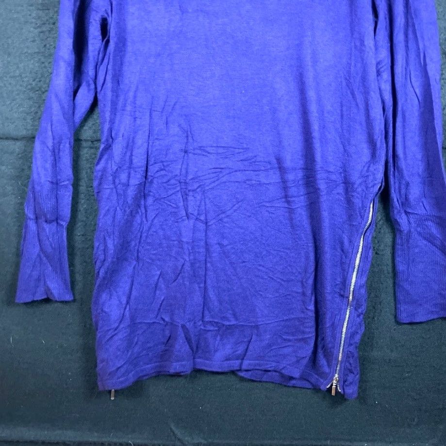Vintage Zenergy Chicos Womens Sweater Purple Turtleneck Zipper Expand Side Stretch 1 (M) Size M / US 6-8 / IT 42-44 - 3 Thumbnail