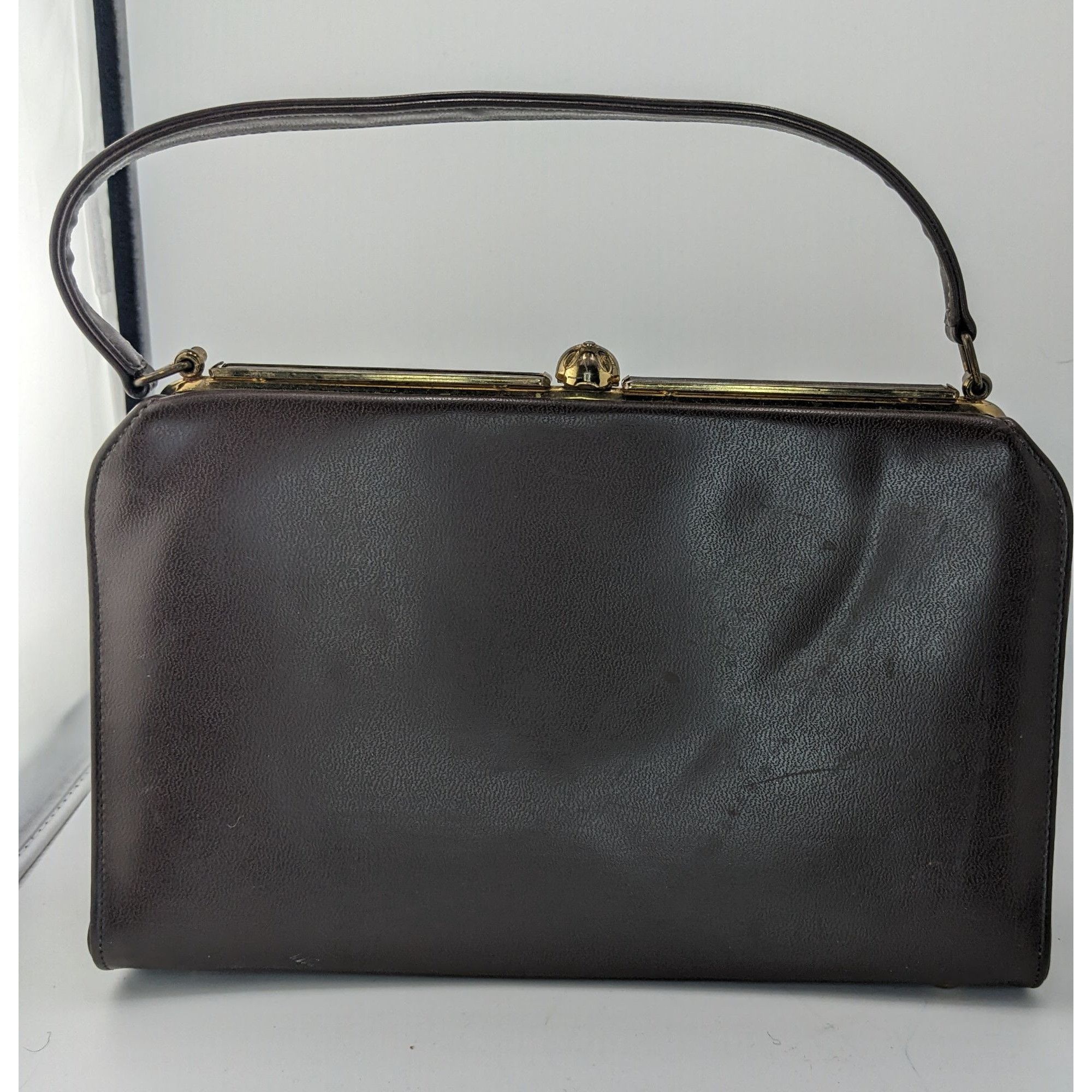 Other Vintage 50s/60s Black & Taupe Mod Handbag Retro Twist Clasp Size ONE SIZE - 9 Thumbnail