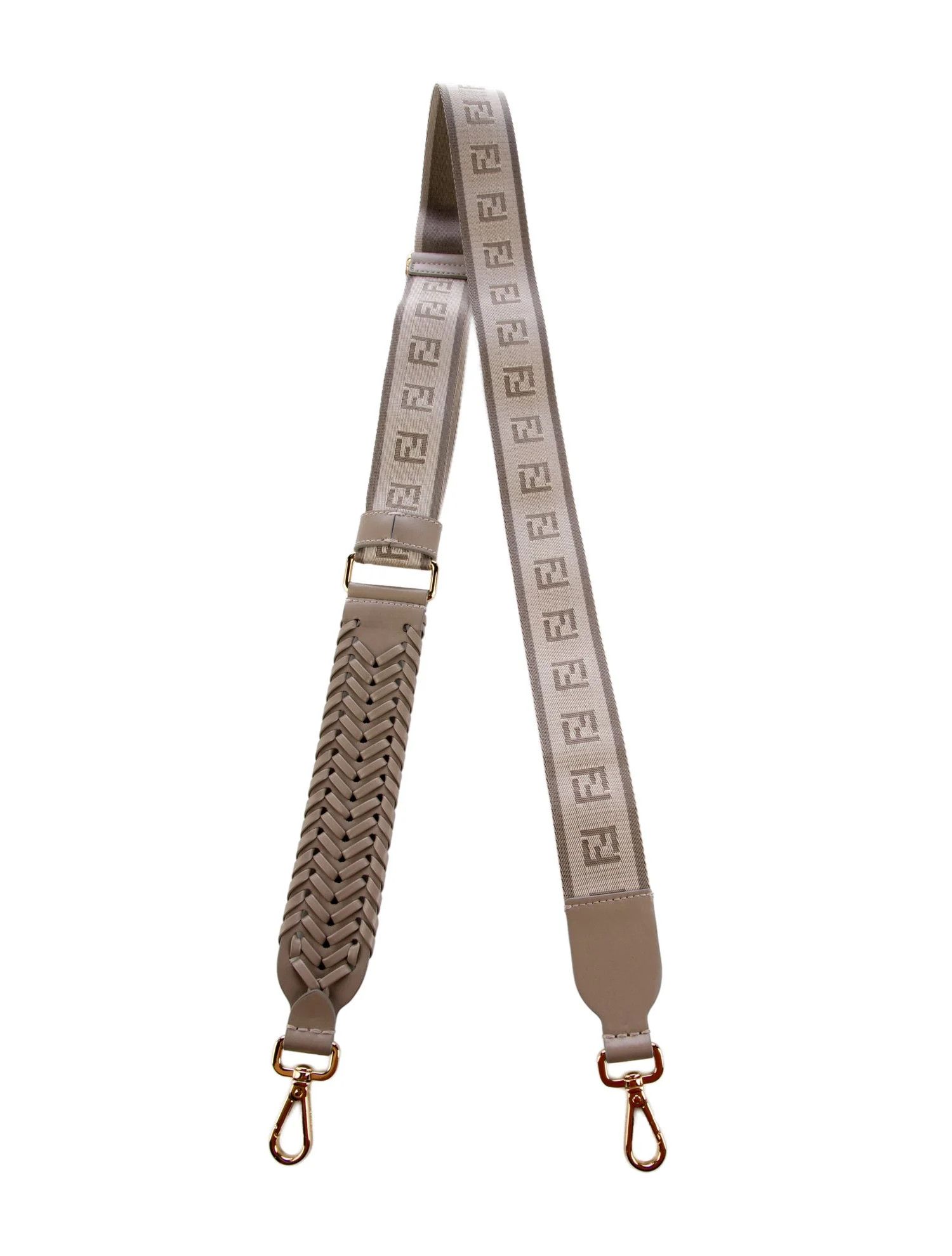 Fendi FENDI Strap You gray leather & canvas bag strap Size ONE SIZE - 1 Thumbnail