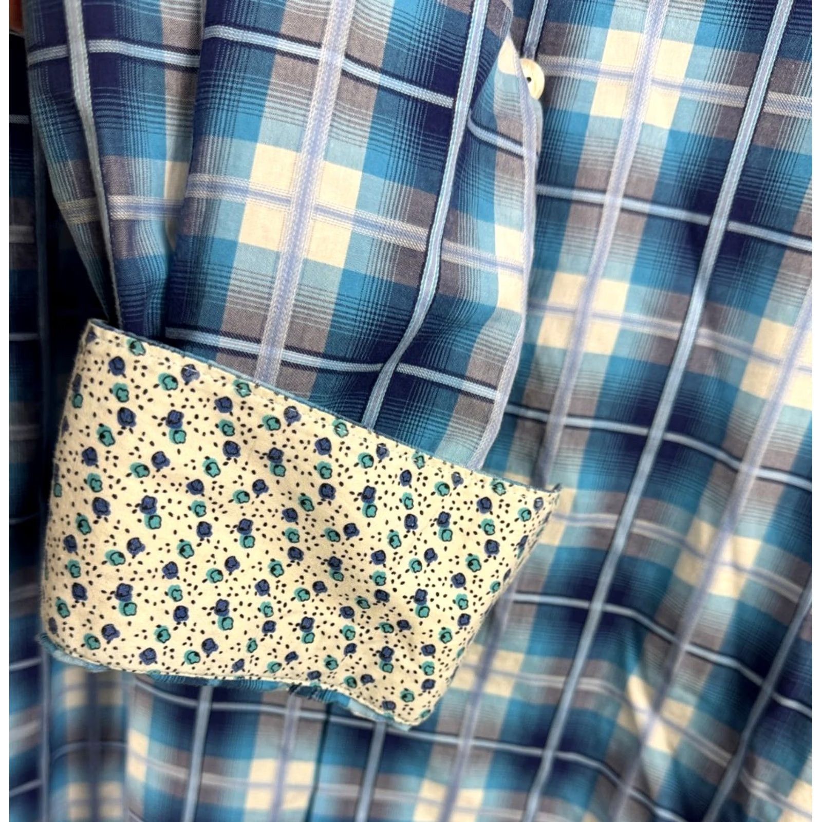 BUGATCHI VINTAGE Bugatchi Uomo Shaped Fit Shirt Button Up Mens XXL Flip Cuff Blue Plaid L/S Party Size US XXL / EU 58 / 5 - 3 Thumbnail