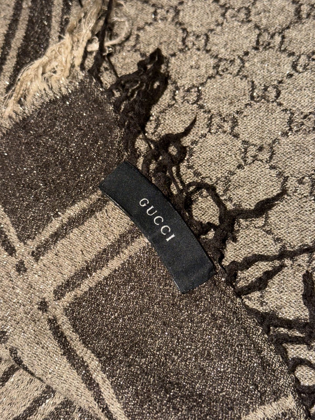 Gucci GUCCI 2007 Silver Thread GG Monogram Wool Silk Scarf Demna Size ONE SIZE - 12 Thumbnail