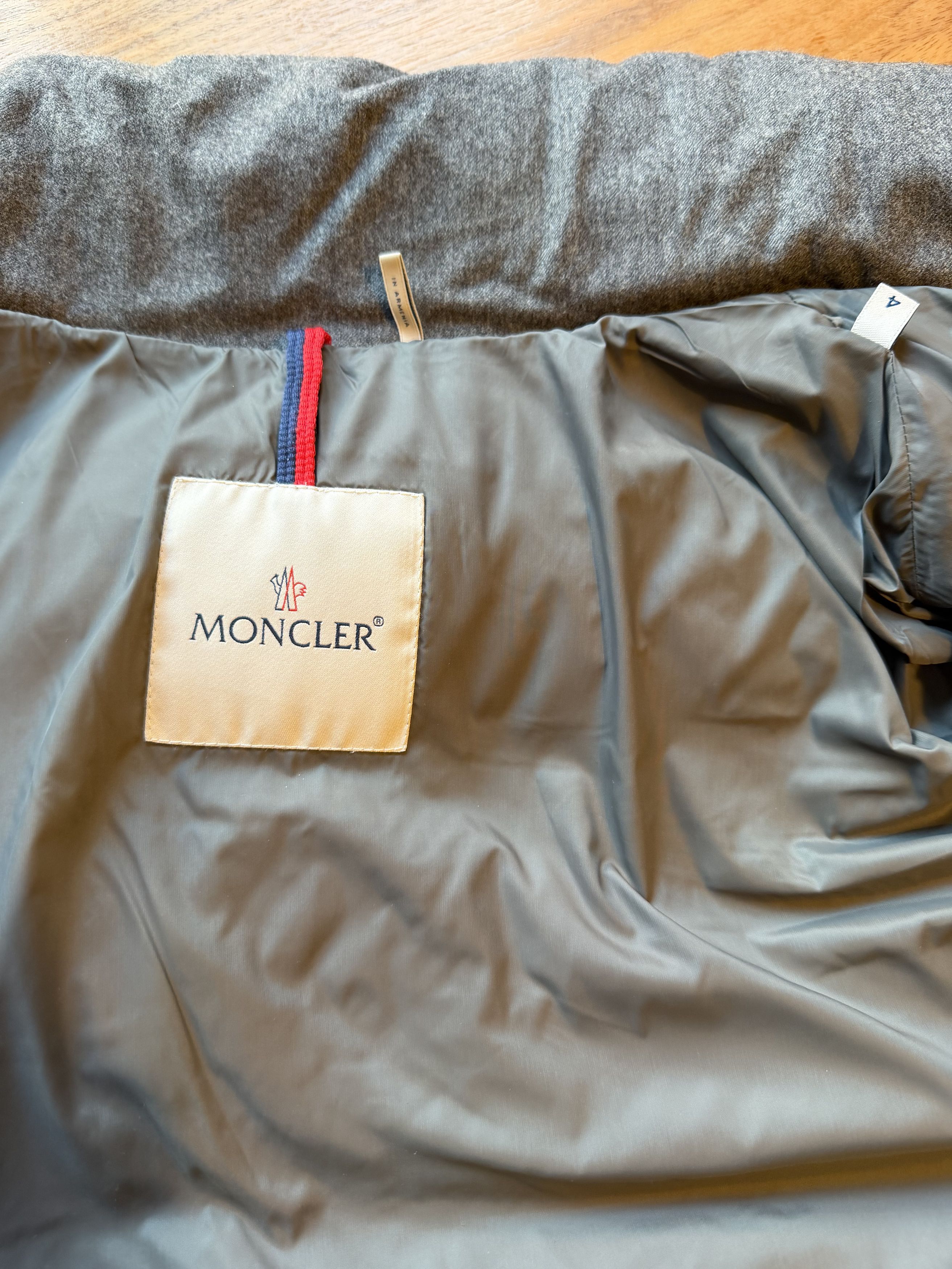 Moncler Montgenevre Gray Wool Flannel Hooded Puffer Jacket Size US XL / EU 56 / 4 - 8 Thumbnail