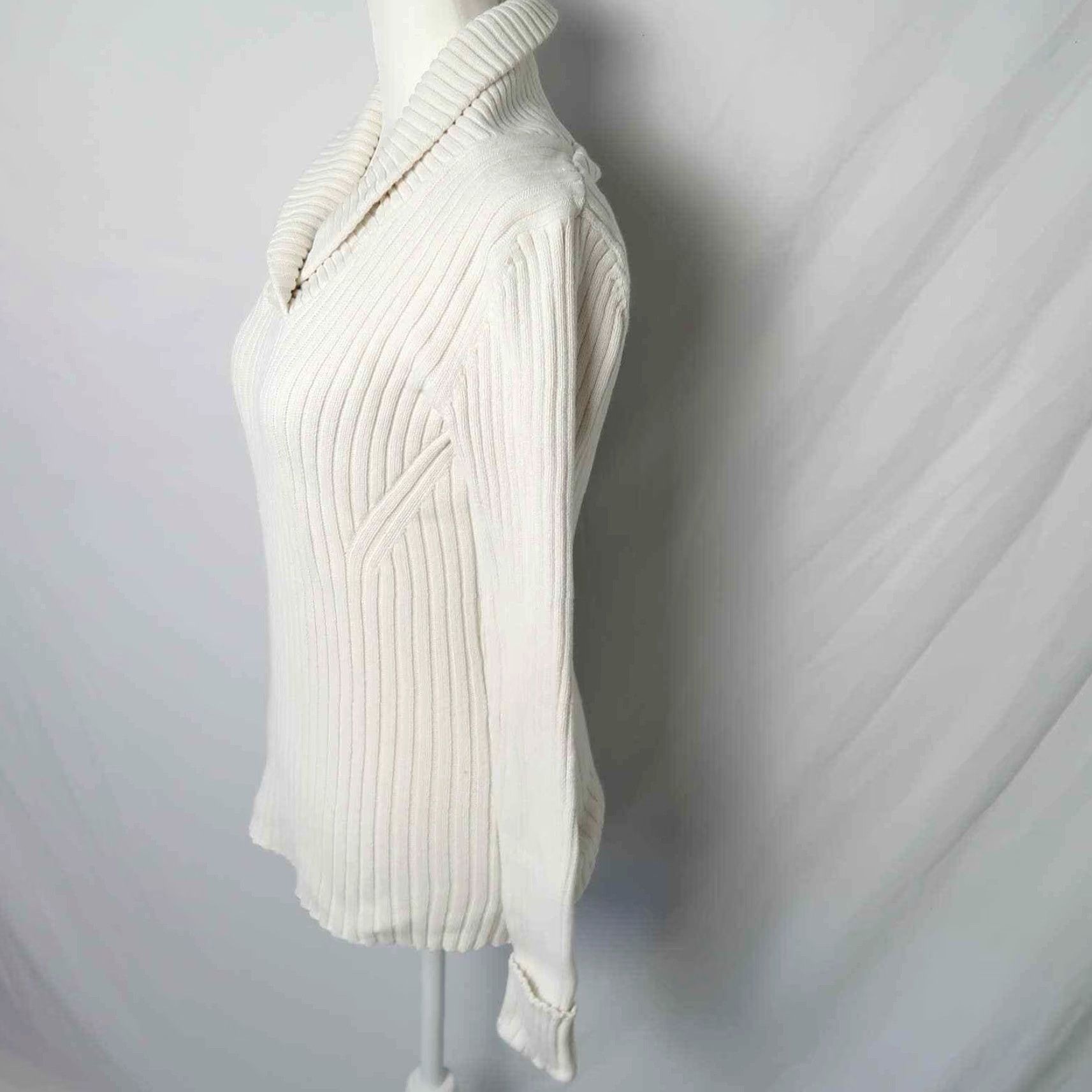 Vintage VINTAGE 90s White Shawl Collar Pullover Sweater Shirt S Small Cotton Casual Womens/Mens Size S / US 4 / IT 40 - 3 Thumbnail