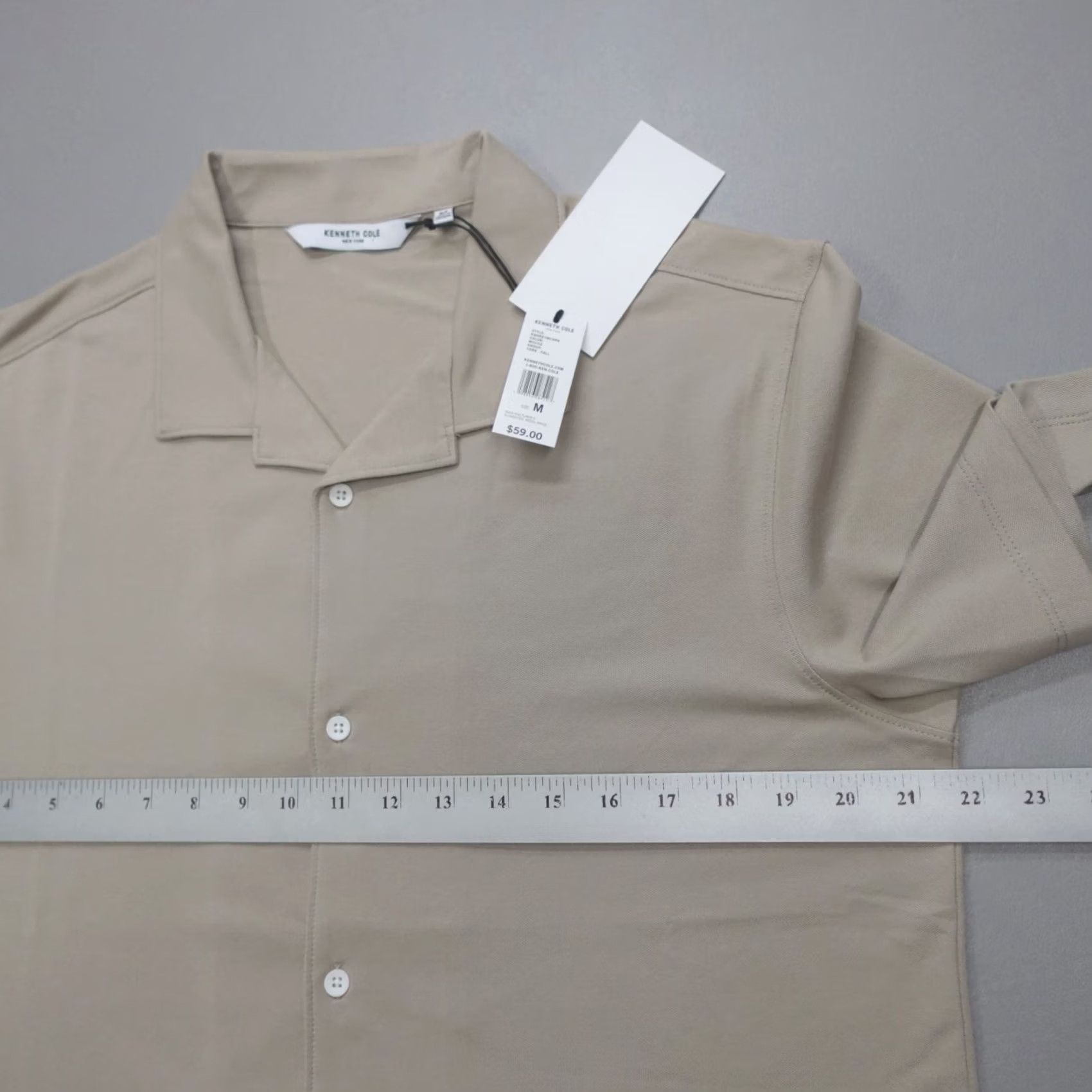 Kenneth Cole Kenneth Cole Button Up S/S Shirt Mocha Casual Cotton Blend Stretch Men's Size M Size US M / EU 48-50 / 2 - 5 Thumbnail