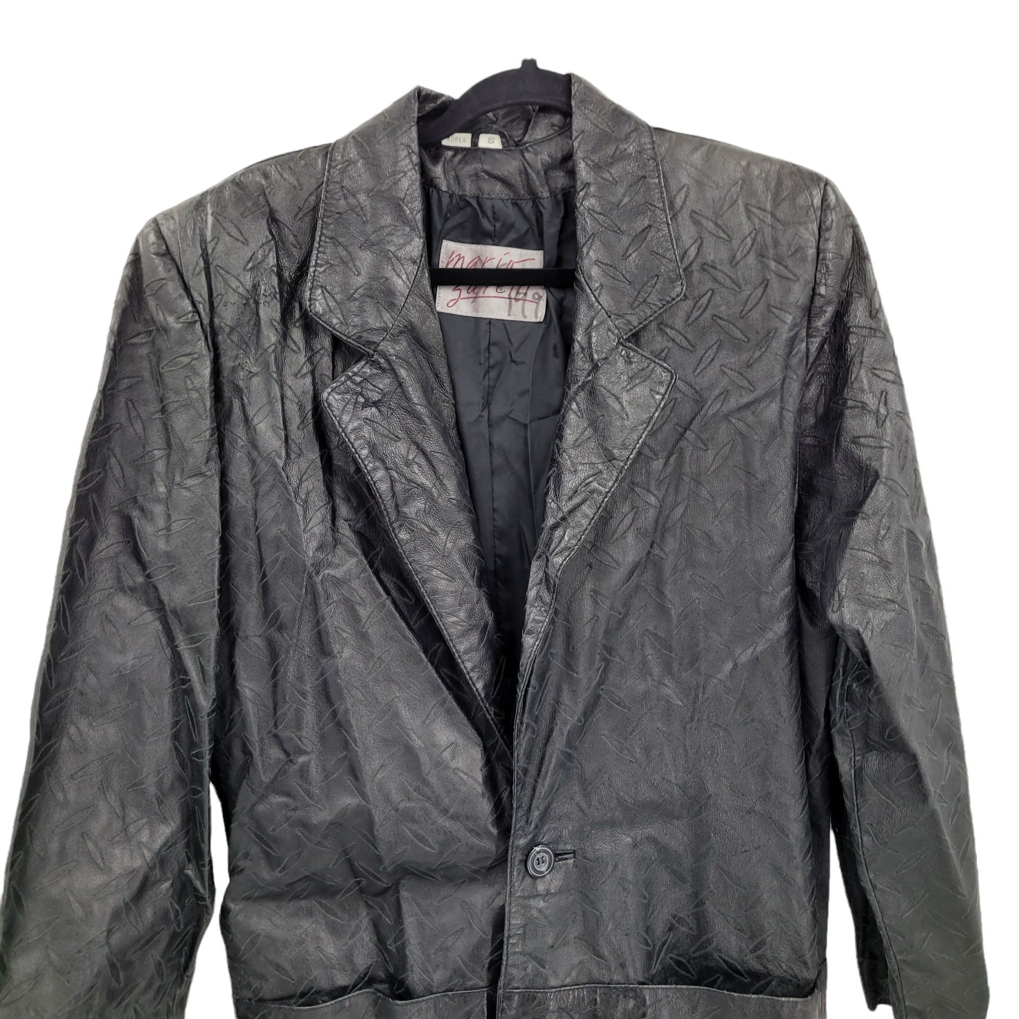 Vintage 80s Steampunk Black Leather Trench Coat Sz S Tread Embossed Size US S / EU 44-46 / 1 - 4 Thumbnail