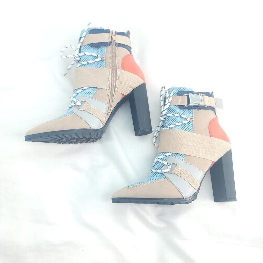 Steve Madden Steve Madden Illusion Tan Leather Blue Size 7.5 Heeled Boot Size US 7.5 / IT 37.5 - 3 Thumbnail