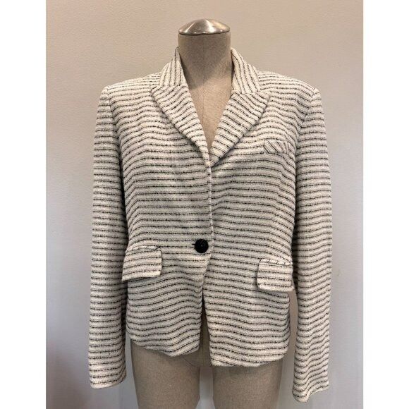 Veronica Beard Veronica Beard Hosanna Tweed Striped Blazer in Black/White S Size XL / US 12-14 / IT 48-50 - 1 Thumbnail