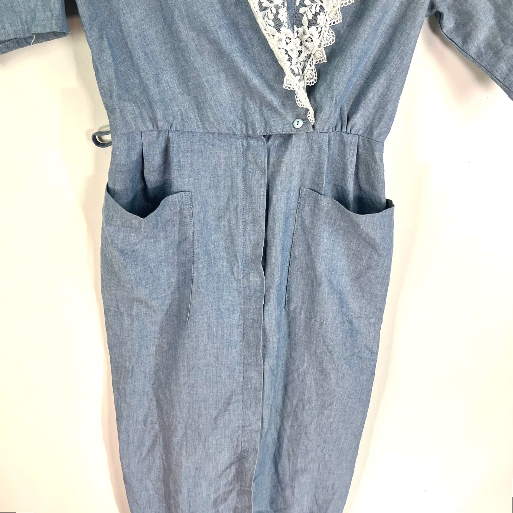 Denime VINTAGE Paqurtte Too Chambray Denim Embroidered Dress Women’s 10 Pockets Size L / US 10 / IT 46 - 3 Thumbnail