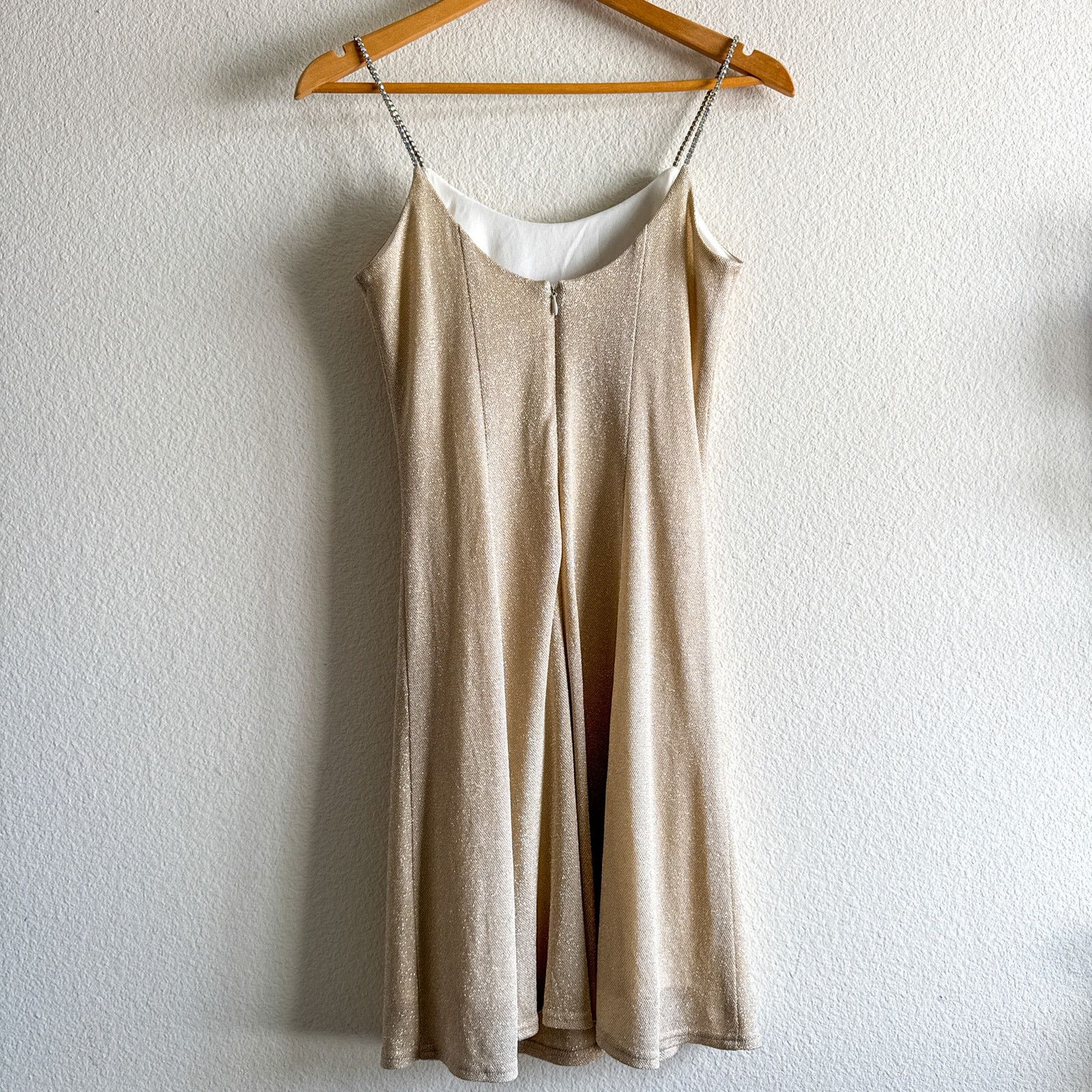 Jessica McClintock × Other 90s Scott McClintock Gold Shimmer Slip Dress Rhinestone Size S / US 4 / IT 40 - 8 Thumbnail