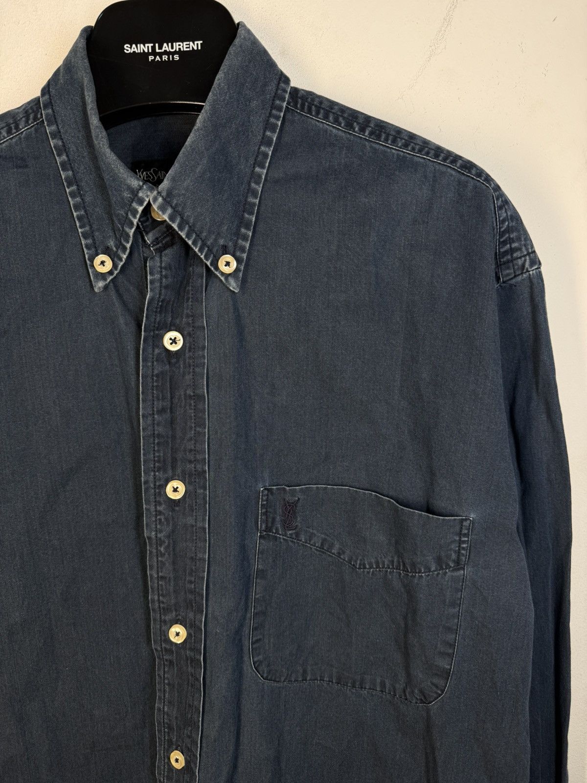 Yves Saint Laurent 90s YSL Denim Shirt Jeans Dress Overshirt Button Up Collar Size US M / EU 48-50 / 2 - 15 Thumbnail