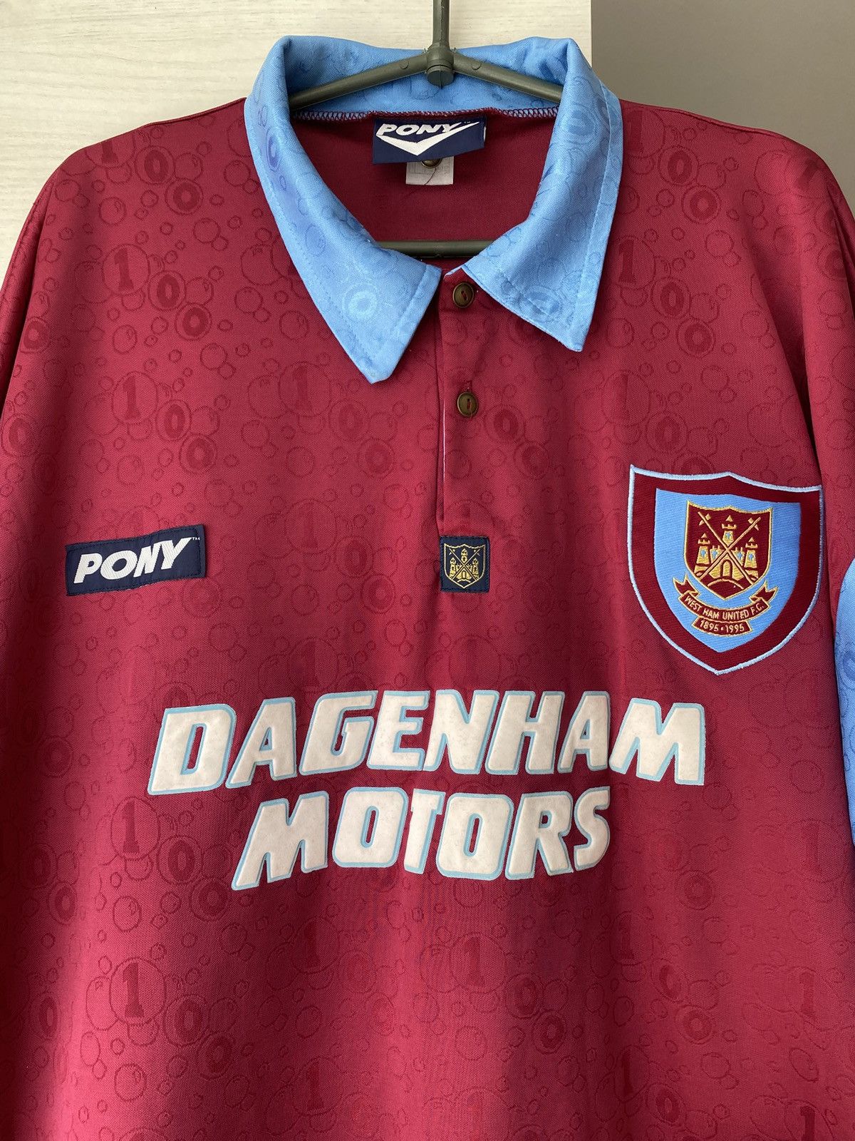 PONY West Ham Pony Home Jersey XXL Dagenham Motors Long Sleeve Size US XXL / EU 58 / 5 - 2 Thumbnail