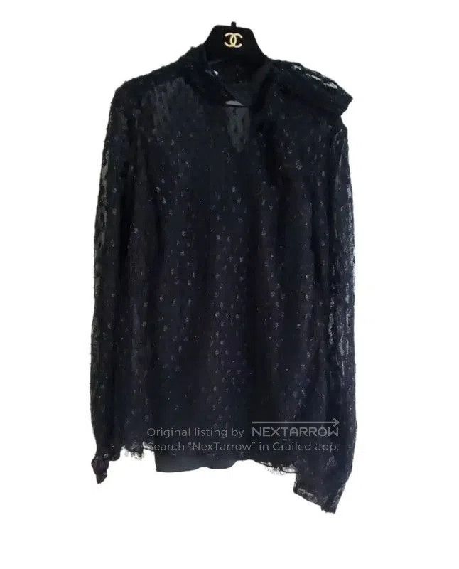 Miu Miu Miu Miu Black Dotted Long Sleeve Shirt . Size M / US 6-8 / IT 42-44 - 2 Thumbnail