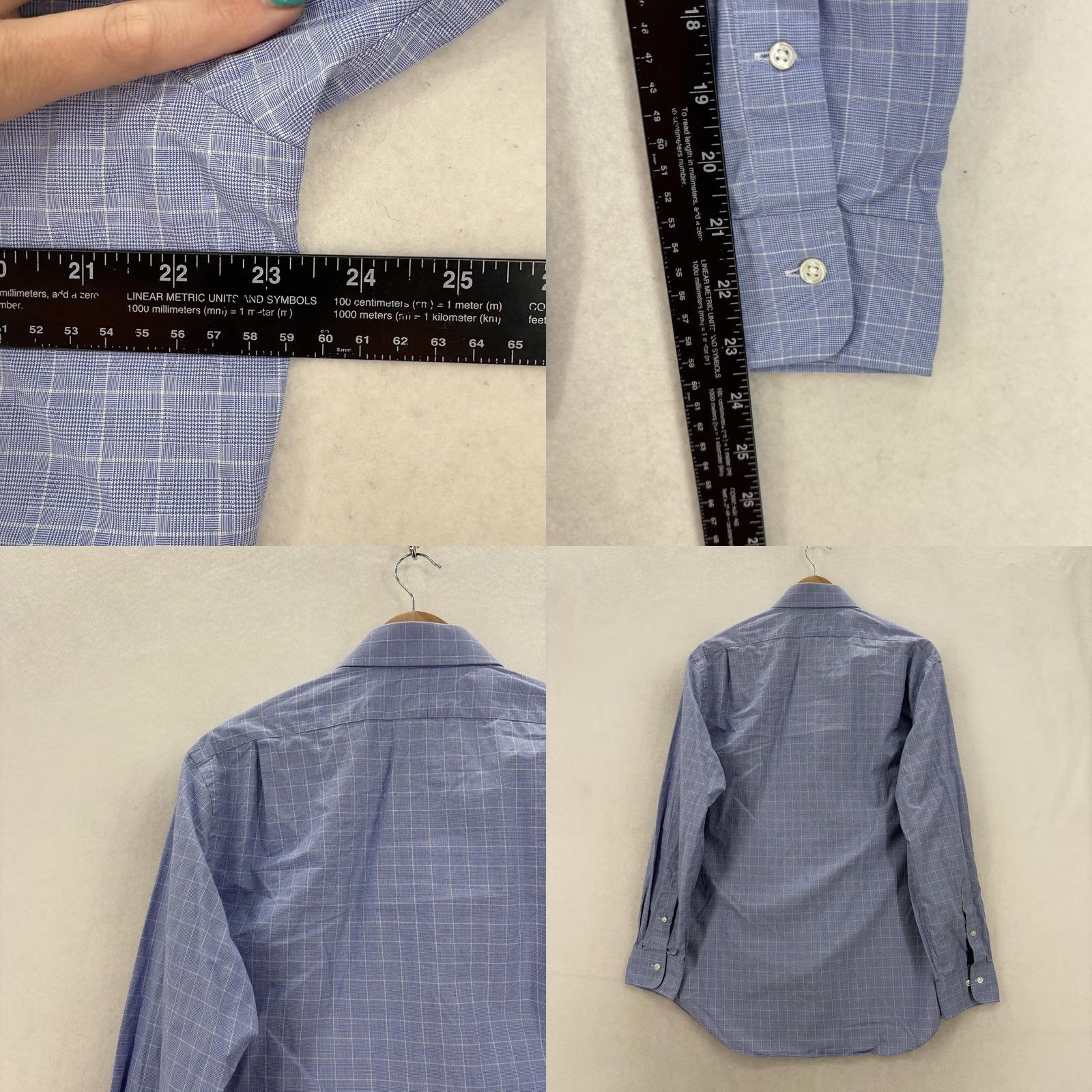 Polo Ralph Lauren Polo Ralph Lauren Dress Shirt Mens 16 36/37 Blue Check Classic Cotton Business Shirt Mens Blue Check Dress Shirt Size 42R - 8 Thumbnail