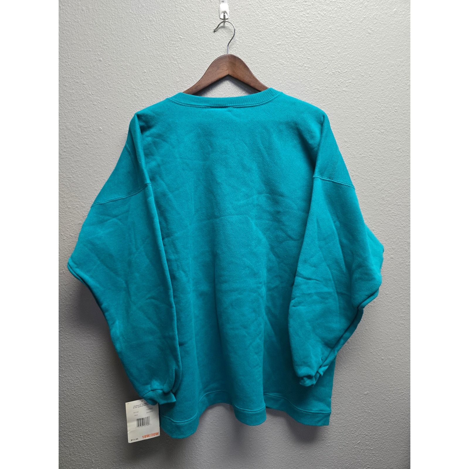 Vintage Turquoise Pullover Sweatshirt 18-20W Vintage Womans Blank Size 3XL / US 20-22 - 4 Thumbnail