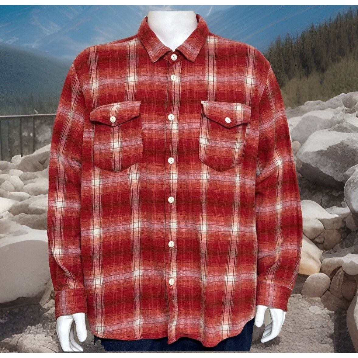 Frye Frye Shadow Plaid Shirt Mens Size 3XL Rust Red Flannel Long Size US XXL / EU 58 / 5 - 1 Thumbnail