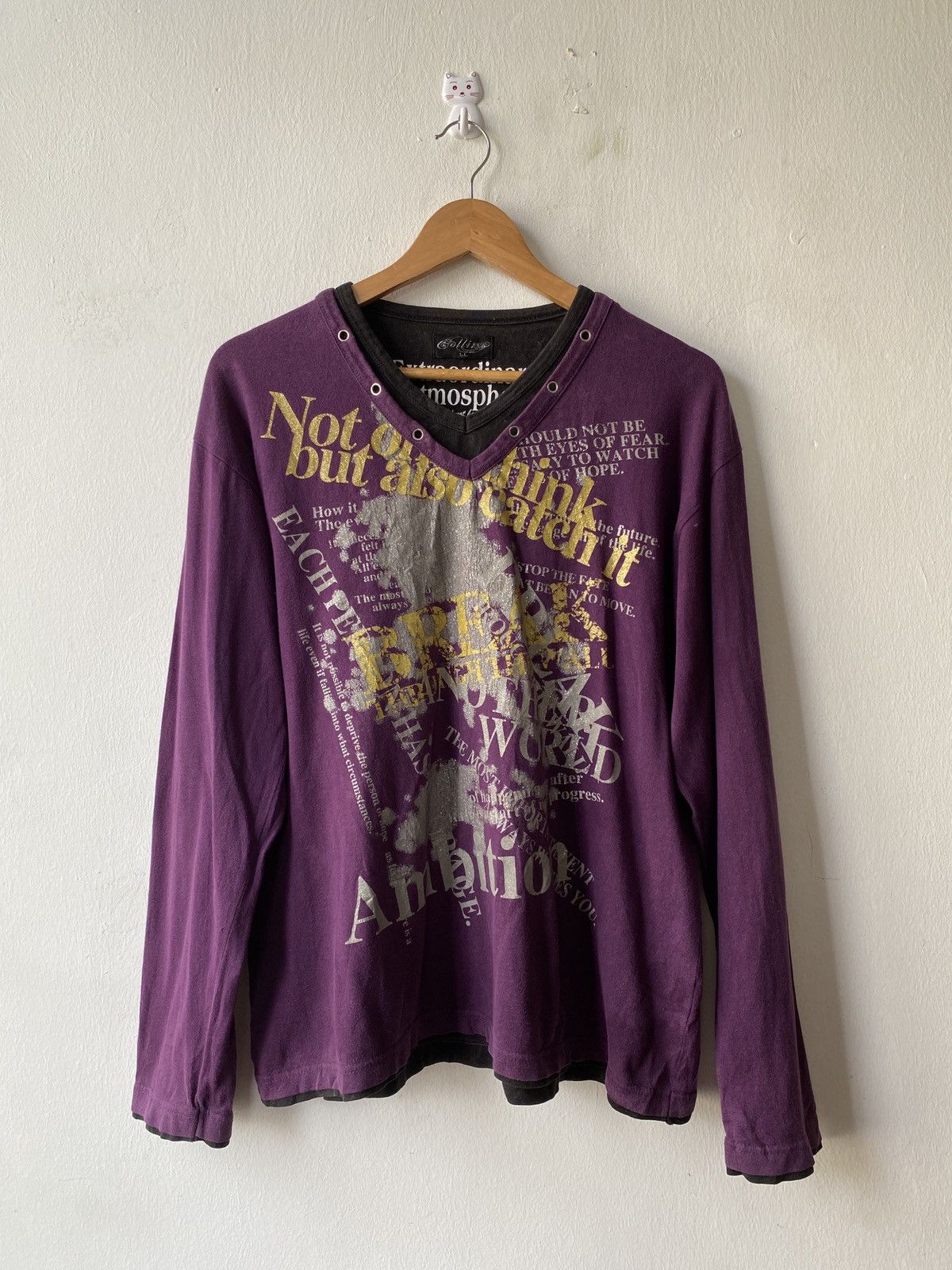 If Six Was Nine Collins Japan Poem Design Double Collar Long Sleeve Size US L / EU 52-54 / 3 - 3 Thumbnail