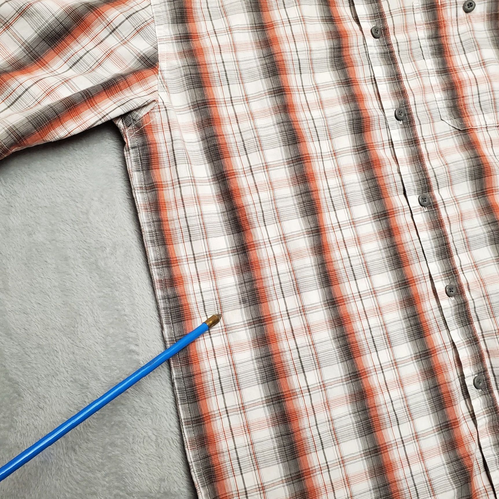 Vintage Wolverine Shirt Mens Orange Gray Plaid Short Sleeve Cotton Summer Outdoor Casual Shirt Size US L / EU 52-54 / 3 - 4 Thumbnail