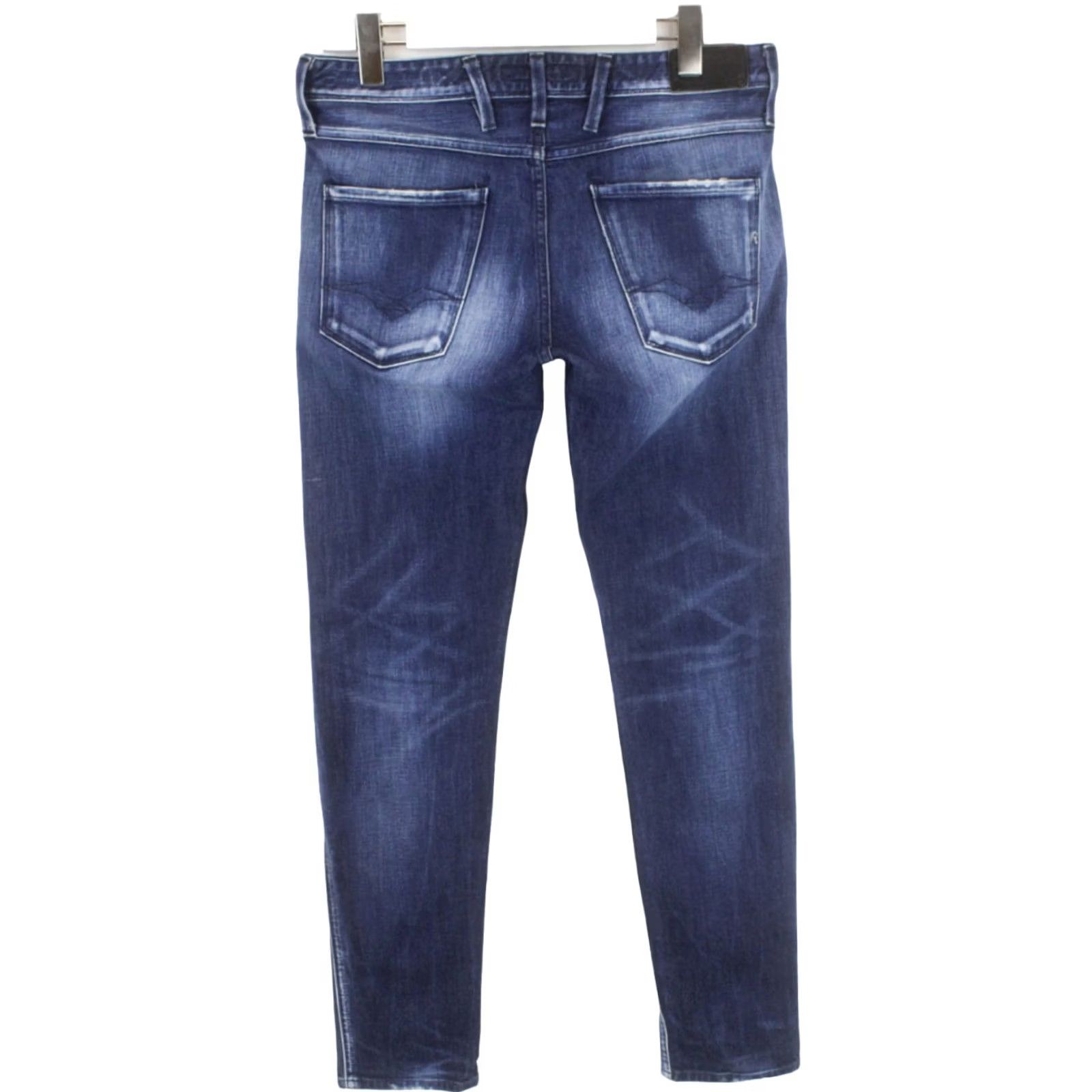 Replay REPLAY Anbass Jeans Men's W30/L32 Tapered Fit Zip Fly Dark Denim Casual Whiskers Size US 30 / EU 46 - 2 Thumbnail